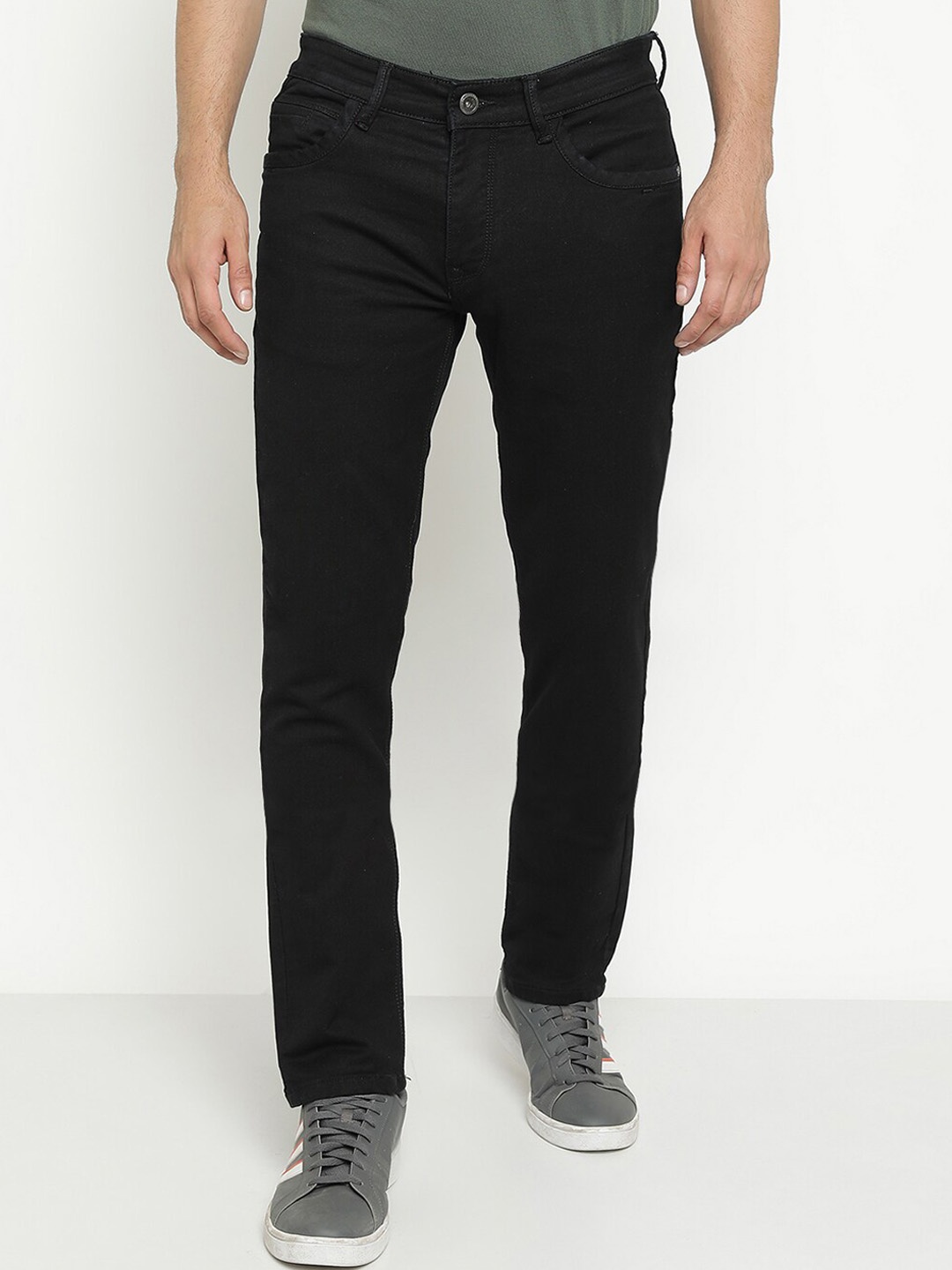 

Octave Men Mid-Rise Dark Shade No Fade Clean Look Stretchable Jeans, Black