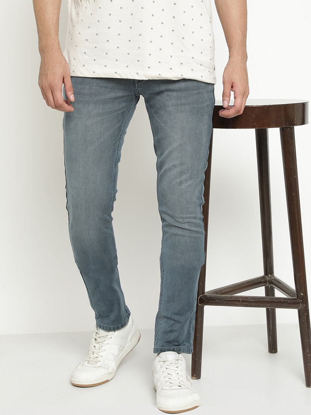 

Octave Men Mid-Rise Coloured Light Fade Clean Look Stretchable Jeans, Grey