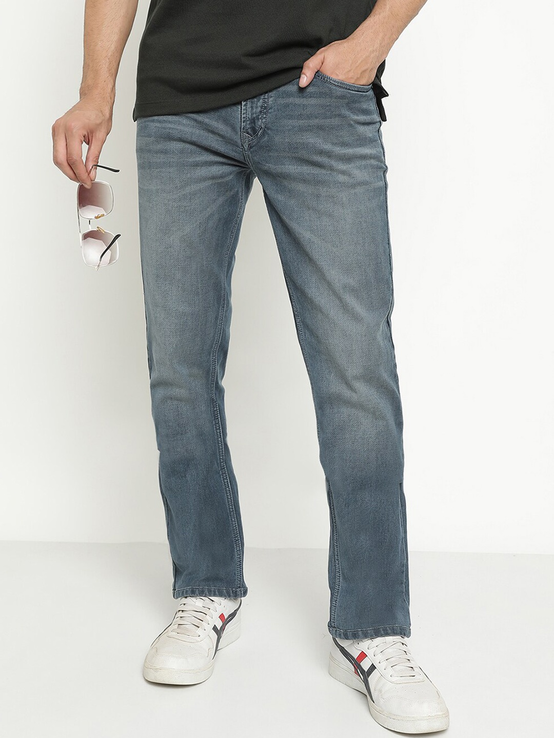 

Octave Men Low Distress Heavy Fade Stretchable Cotton Jeans, Navy blue