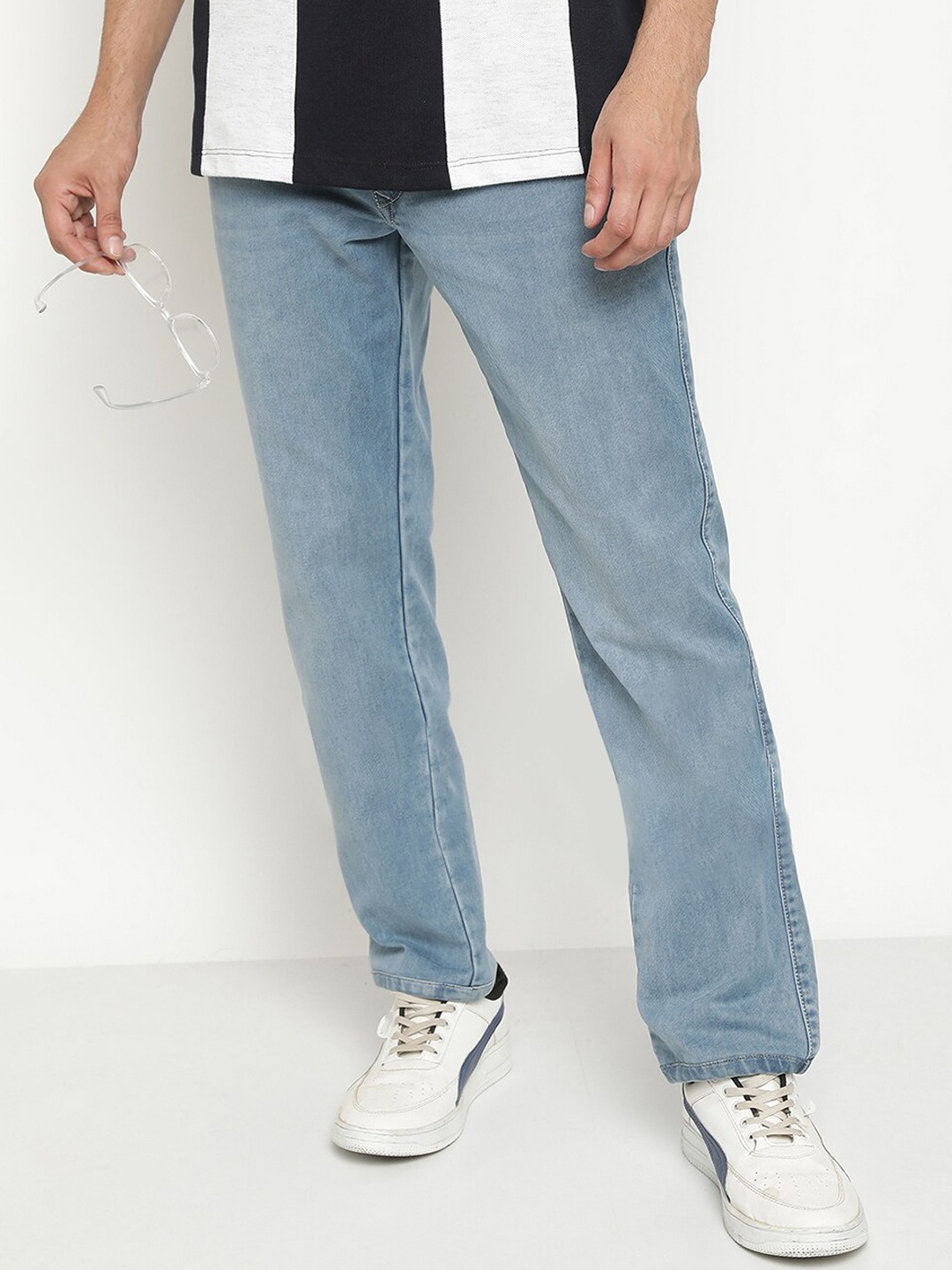 

Octave Men Mid-Rise Light Shade Light Fade Clean Look Stretchable Jeans, Blue
