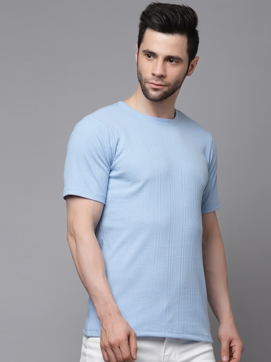 

Rigo Men Blue Cotton Casual T-shirt