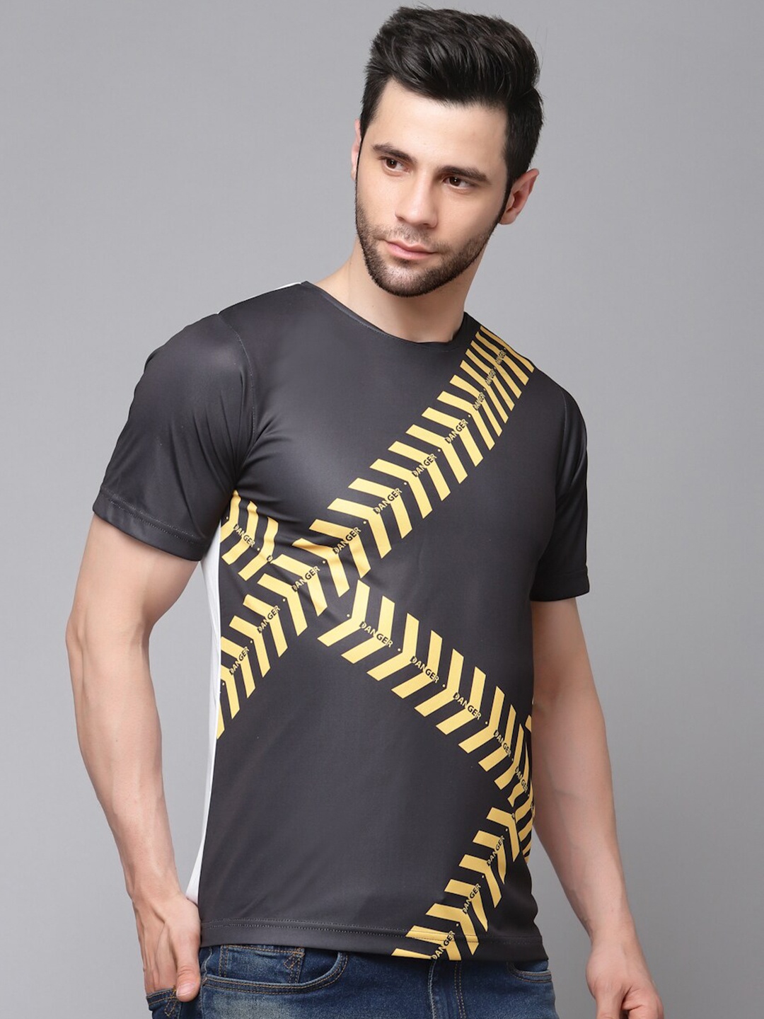 Rigo Graphic Printed Slim Fit T-shirt, Charcoal