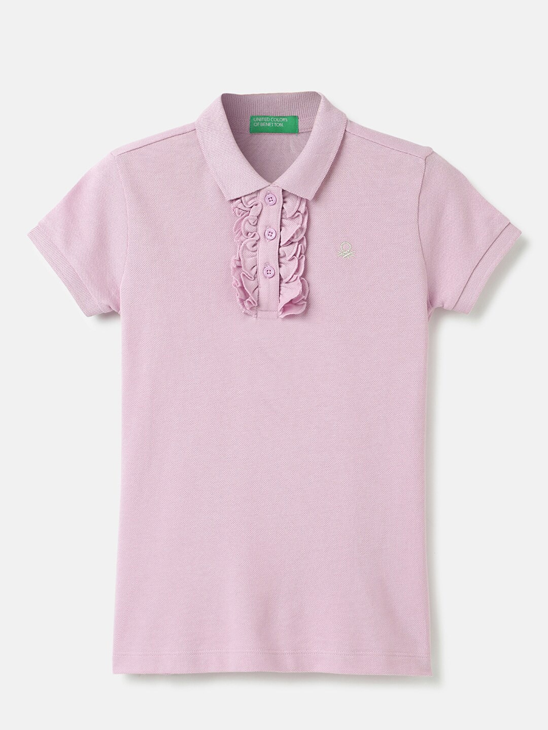 

United Colors of Benetton Girls Polo Collar Short Sleeves Cotton T-shirt, Pink