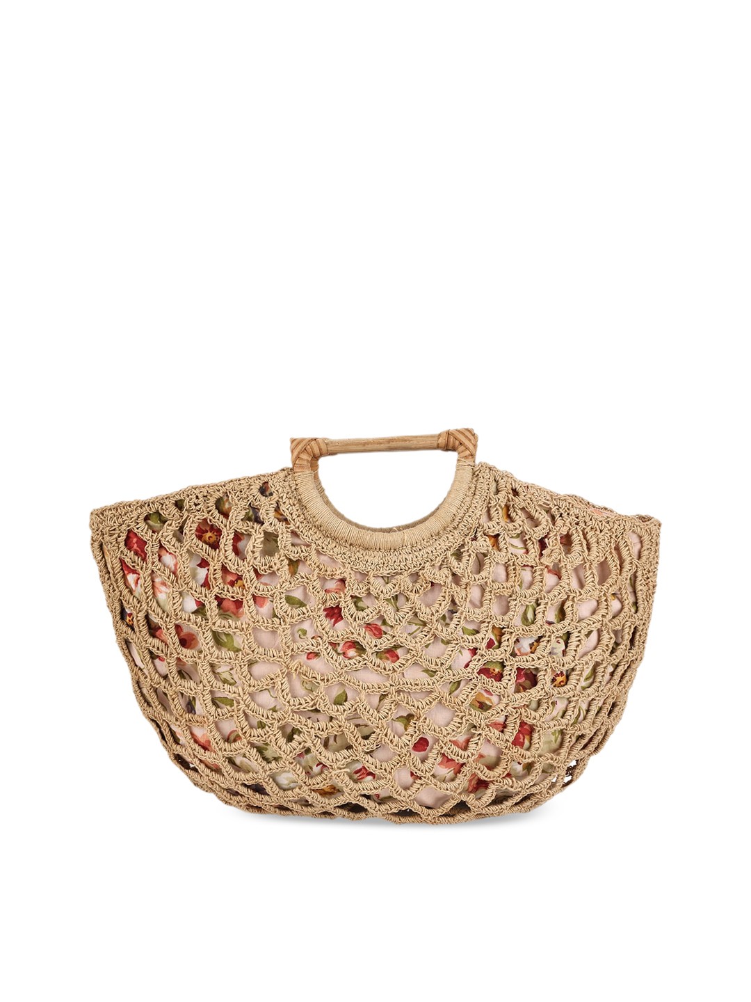 

Rediscover Fashion Textured Half Moon Handheld Bag, Beige
