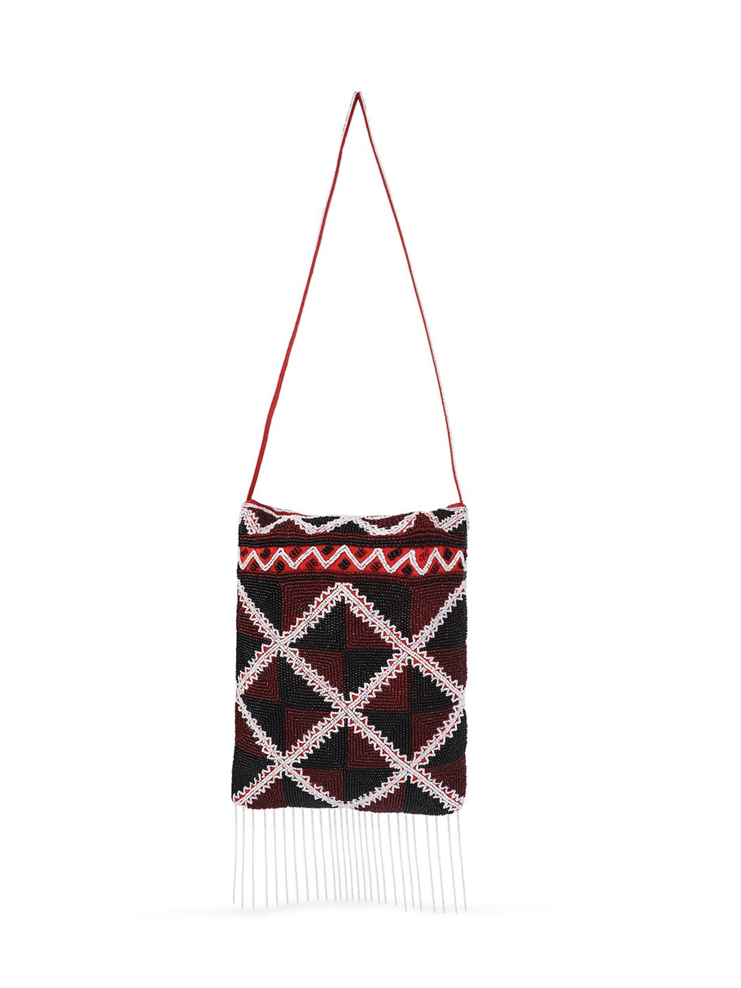 

Rediscover Fashion Embellished Structured Swagger Sling Bag, Black