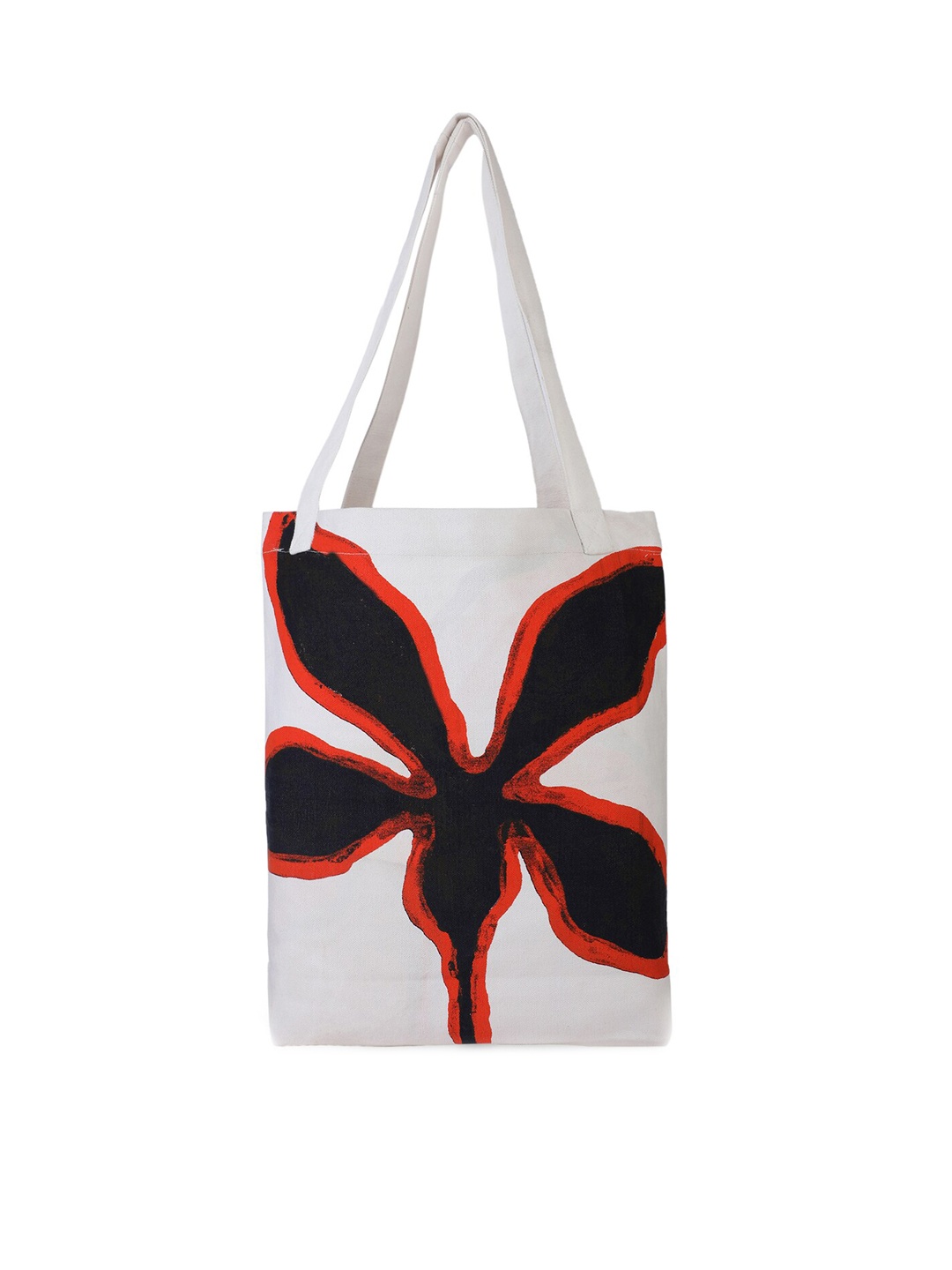 

Rediscover Fashion Floral Printed Structured Tote Bag, Off white