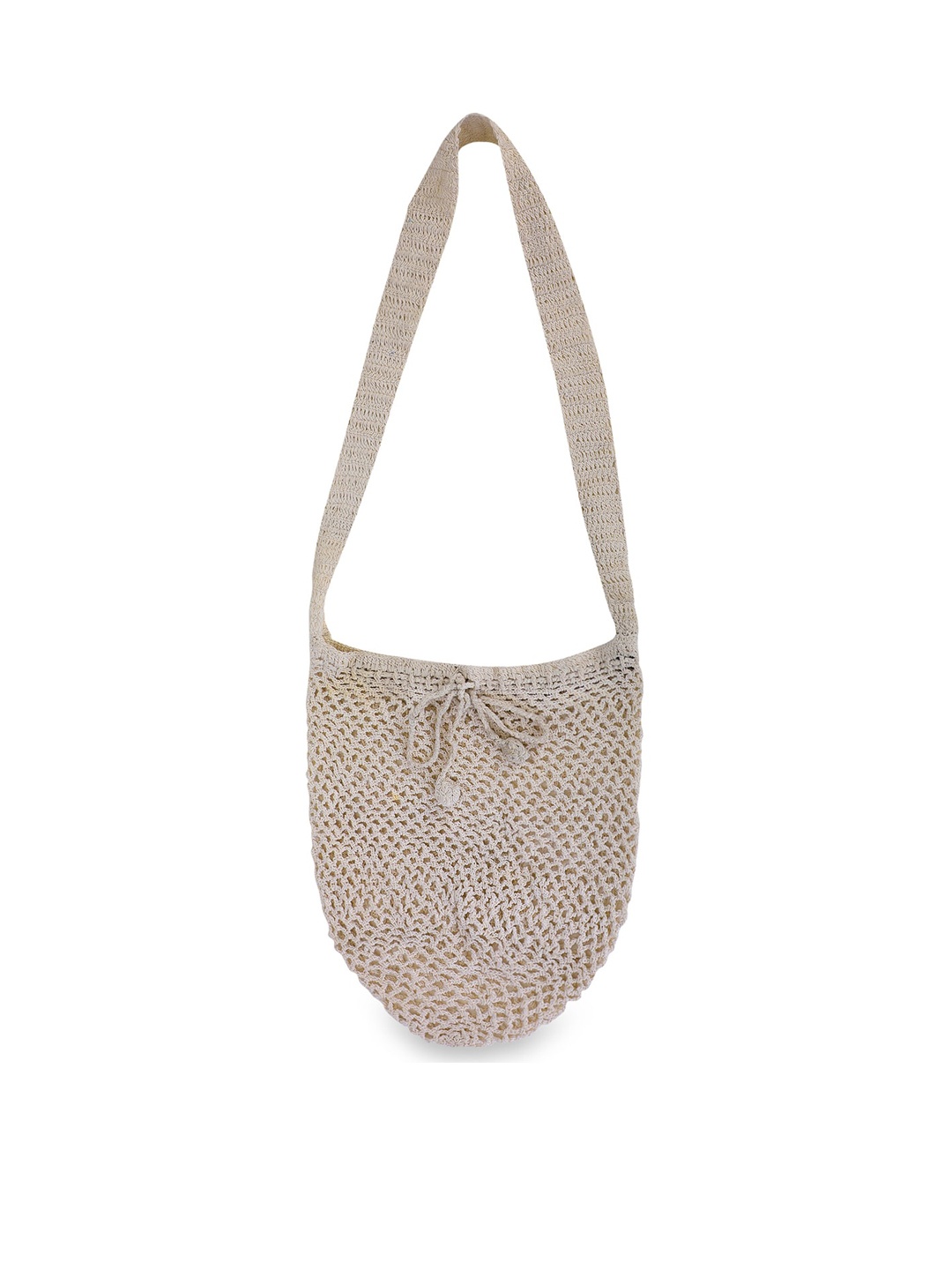 

Rediscover Fashion Self Design Half Moon Shoulder Bag, Off white