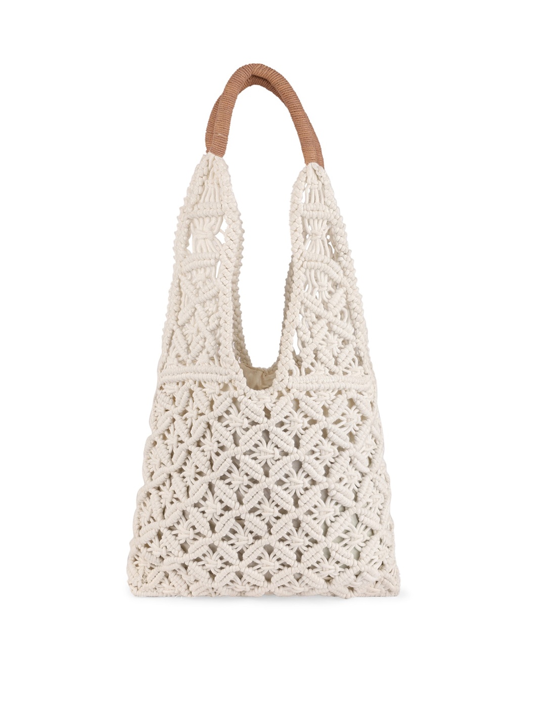 

Rediscover Fashion Self Design Structured Handheld Bag, White