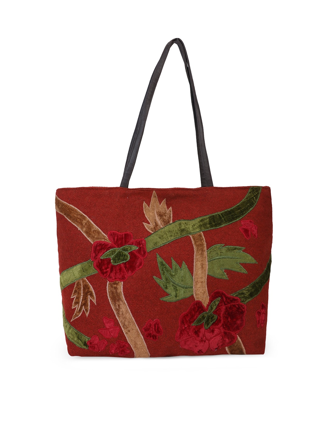 

Rediscover Fashion Floral Printed Oversized Shopper Tote Bag, Maroon