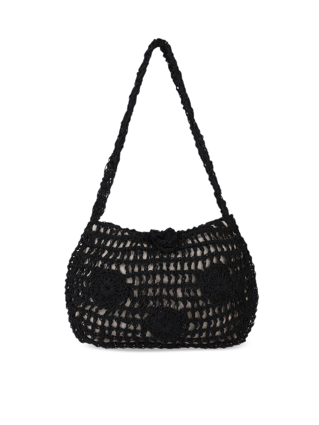

Rediscover Fashion Self Design Structured Shoulder Bag, Black