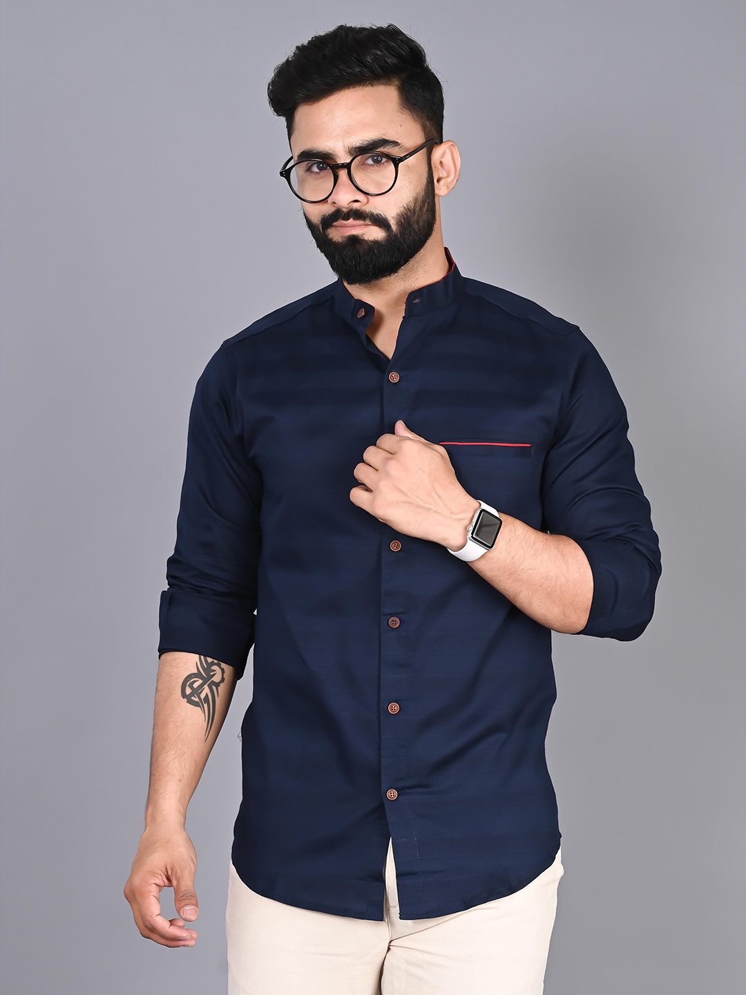 

FUBAR Modern Striped Cotton Casual Shirt, Blue