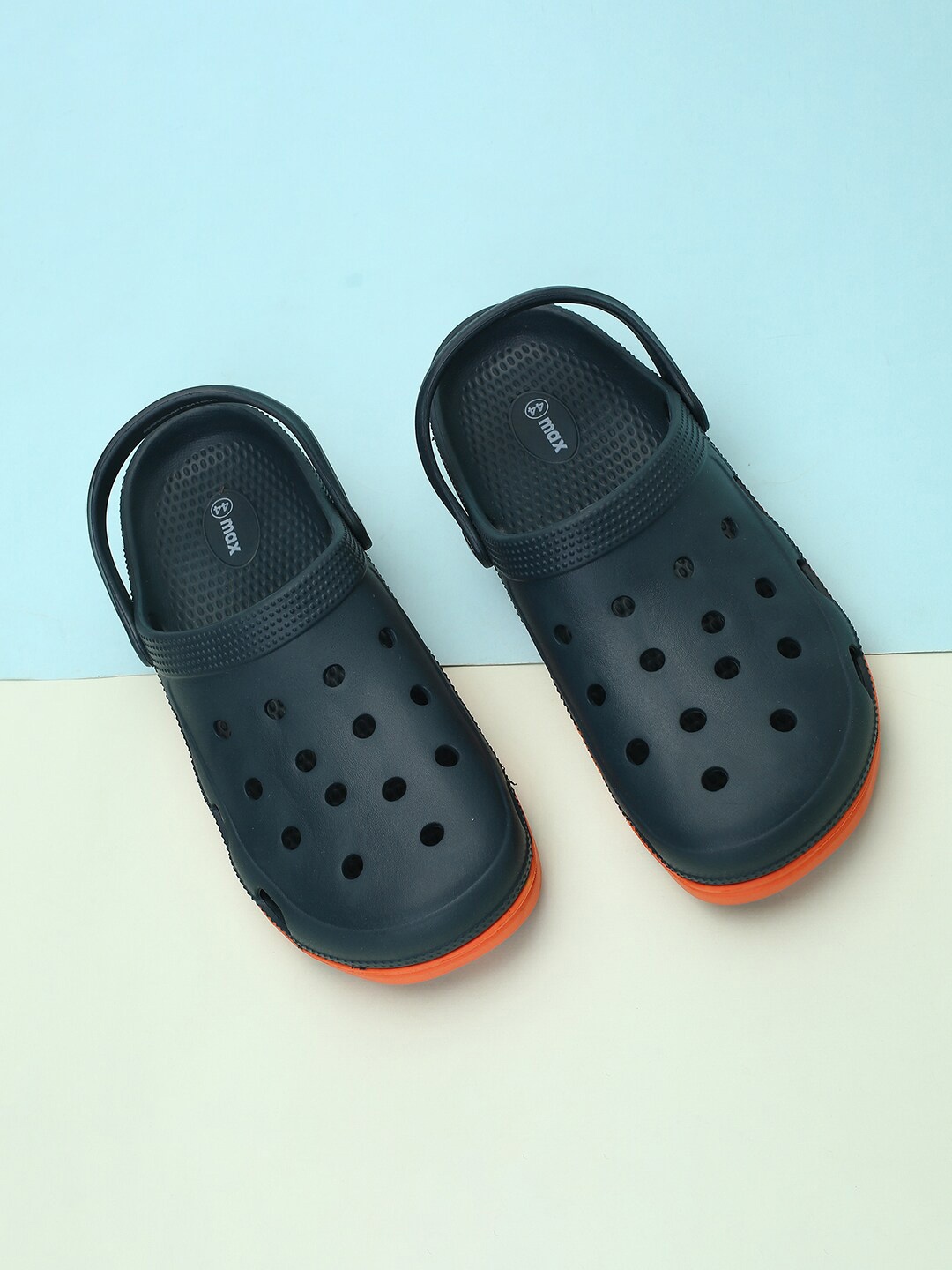 max Men Self Design Clogs, Navy blue