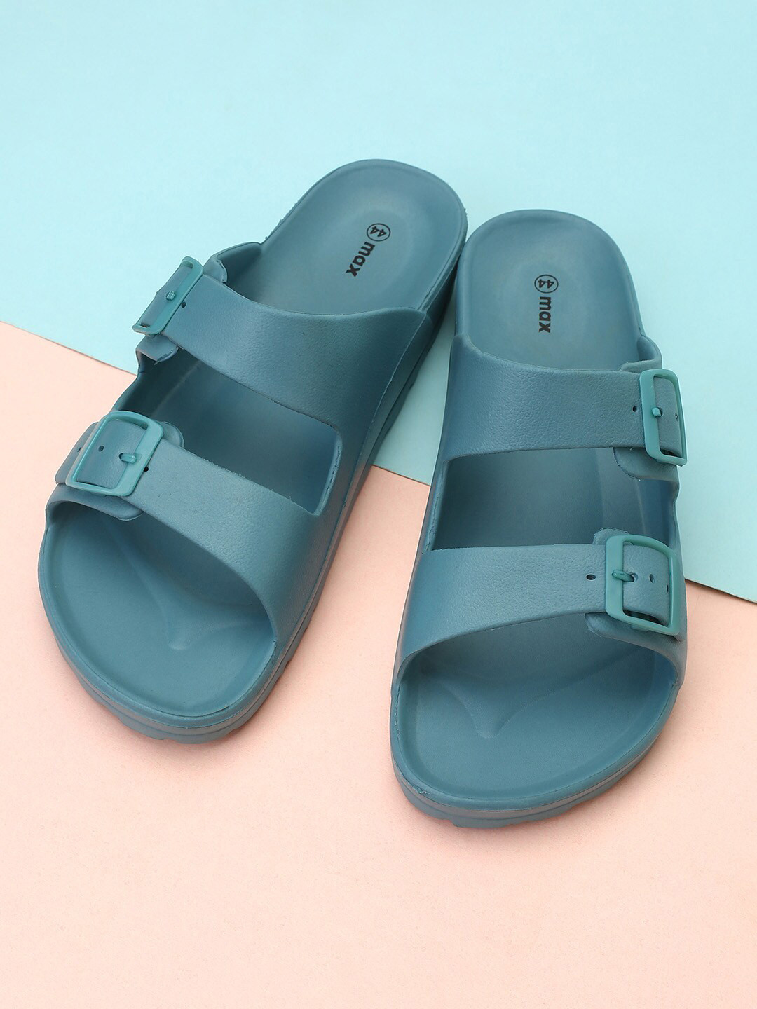 

max Men Two Strap Open Toe Comfort Sandals With Buckles, Blue