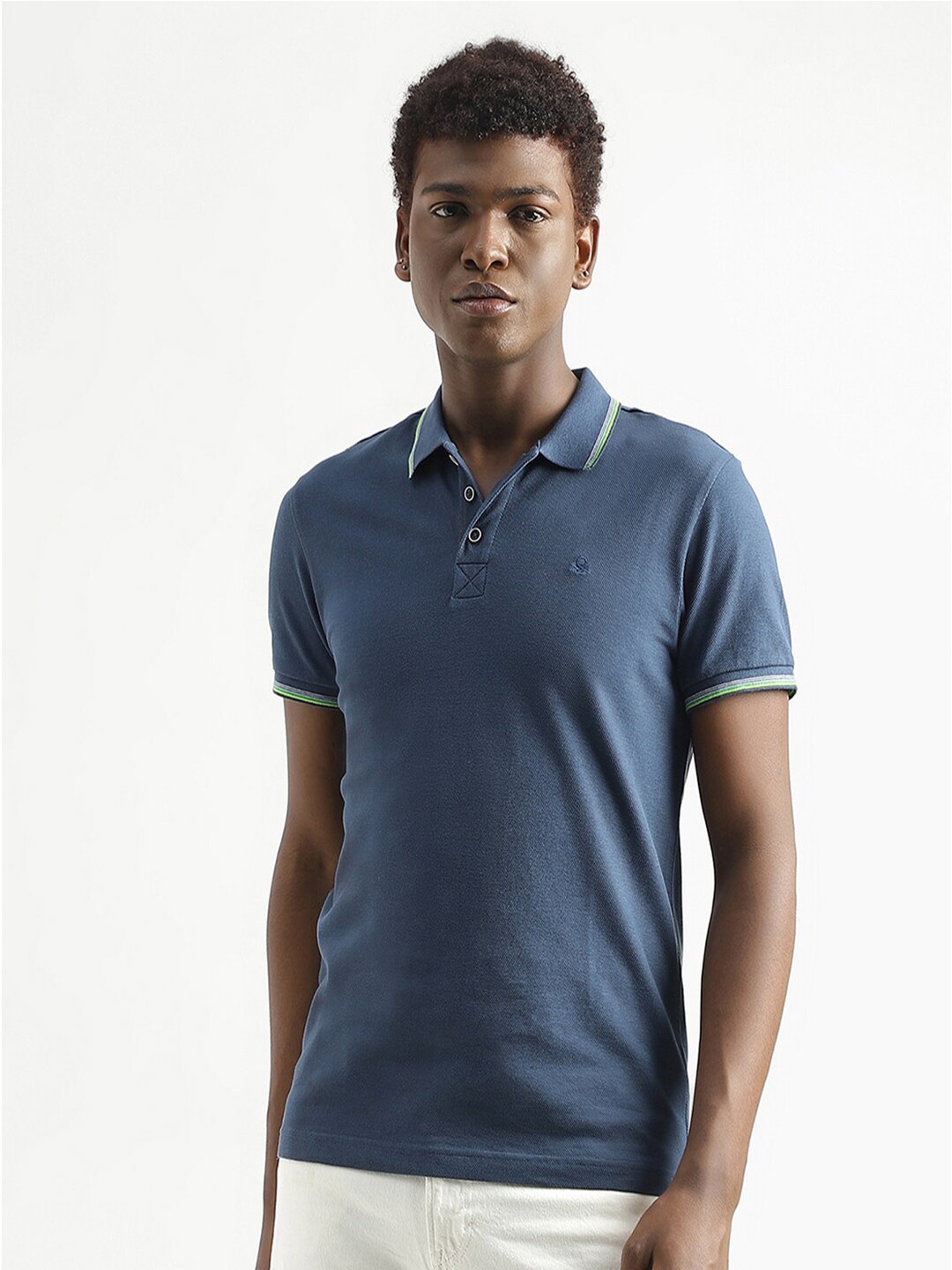 

United Colors of Benetton Polo Collar Cotton T-shirt, Teal