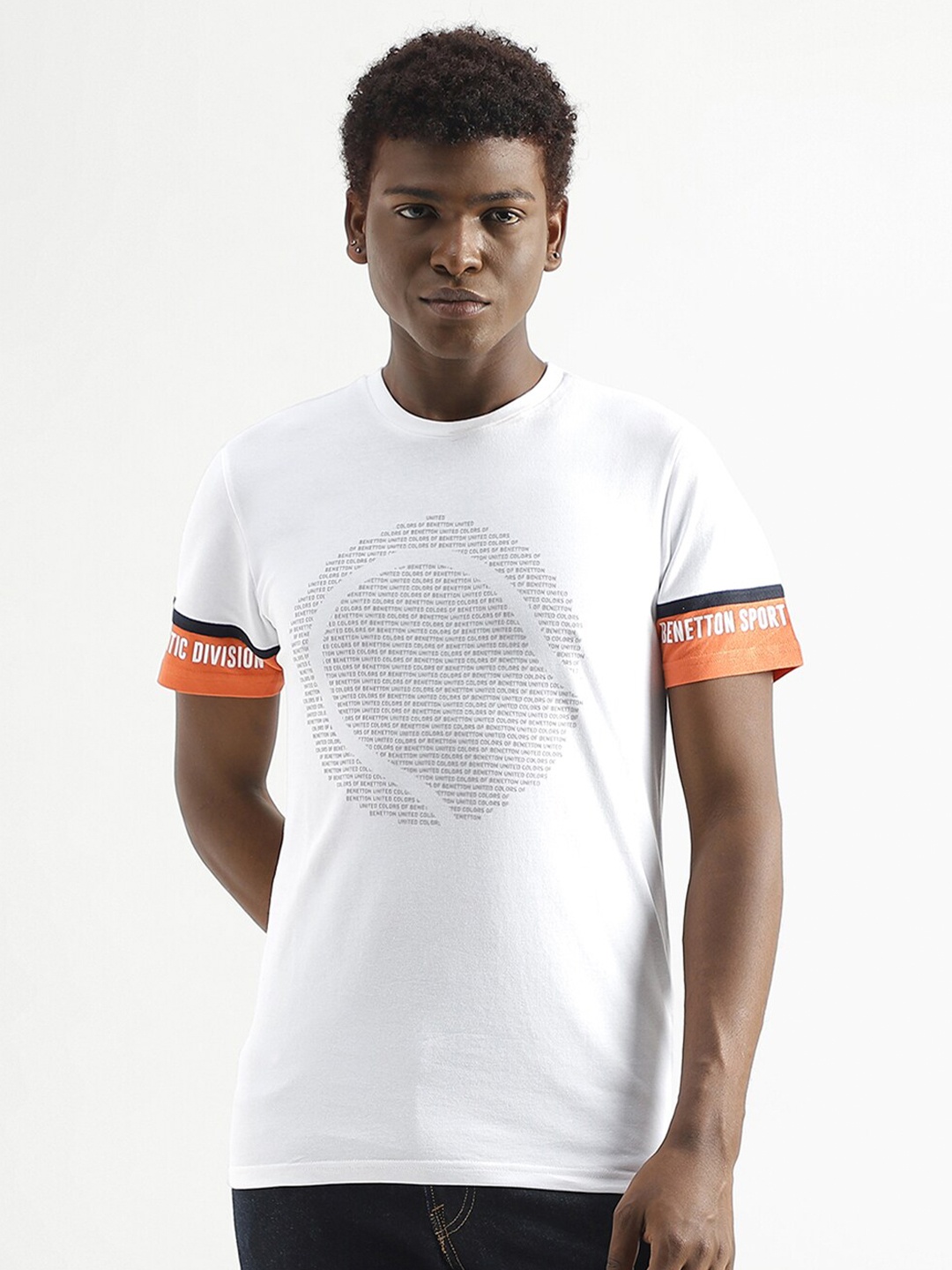 

United Colors of Benetton Typography Printed Cotton T-Shirt, White
