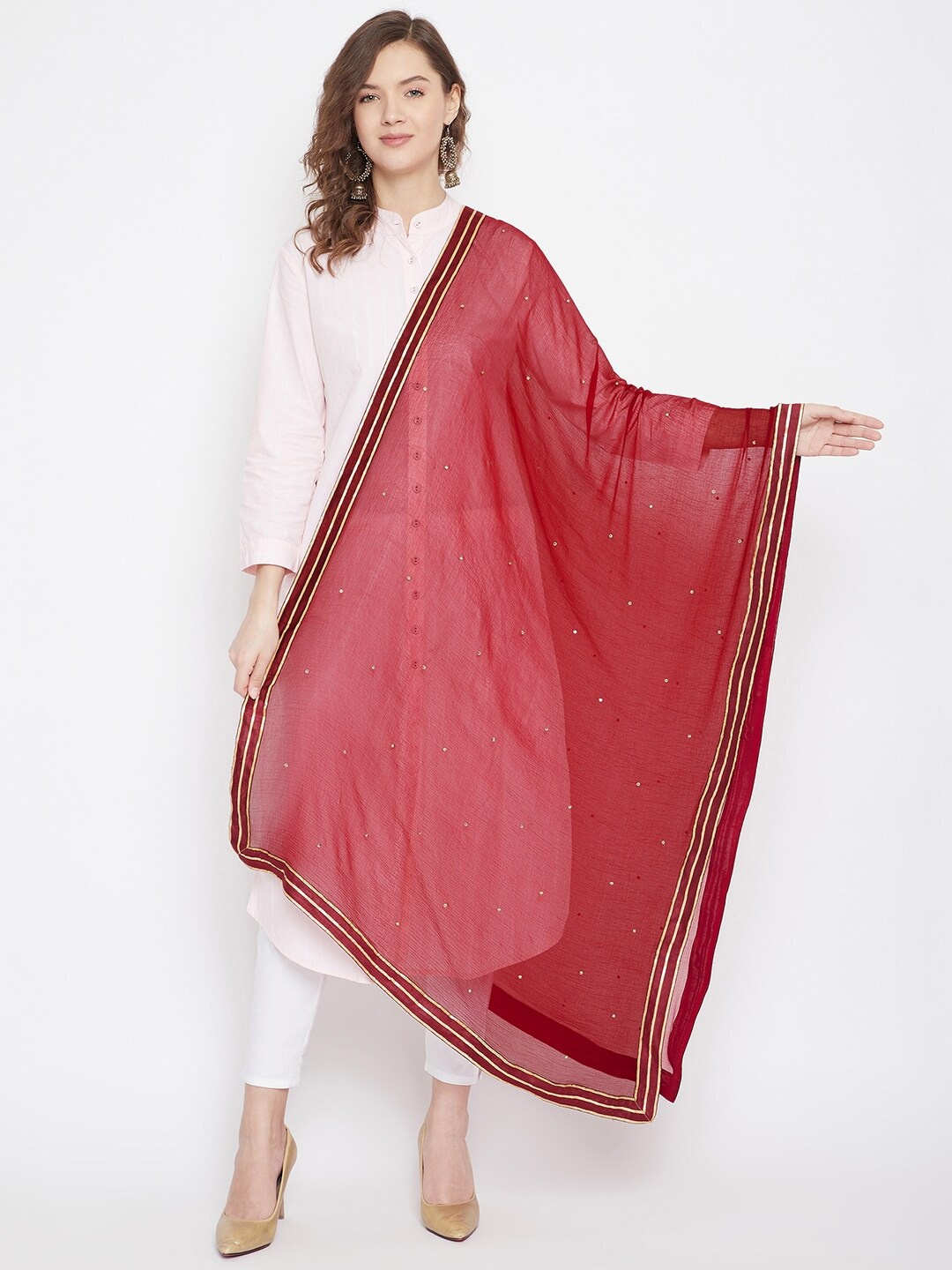

Clora Creation Dupatta with Gotta Patti, Maroon