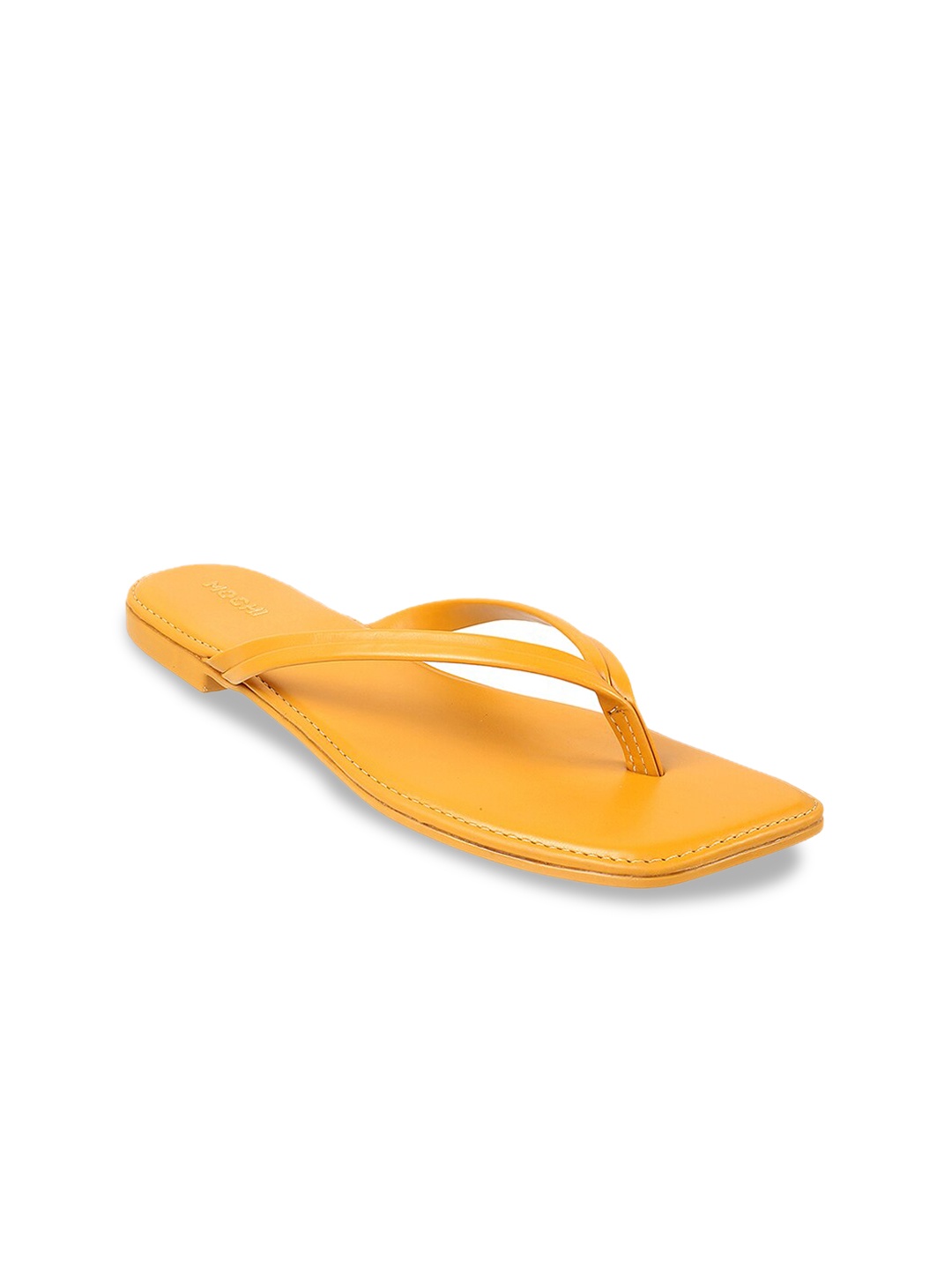 Mochi Open Toe T-Strap Flats, Yellow