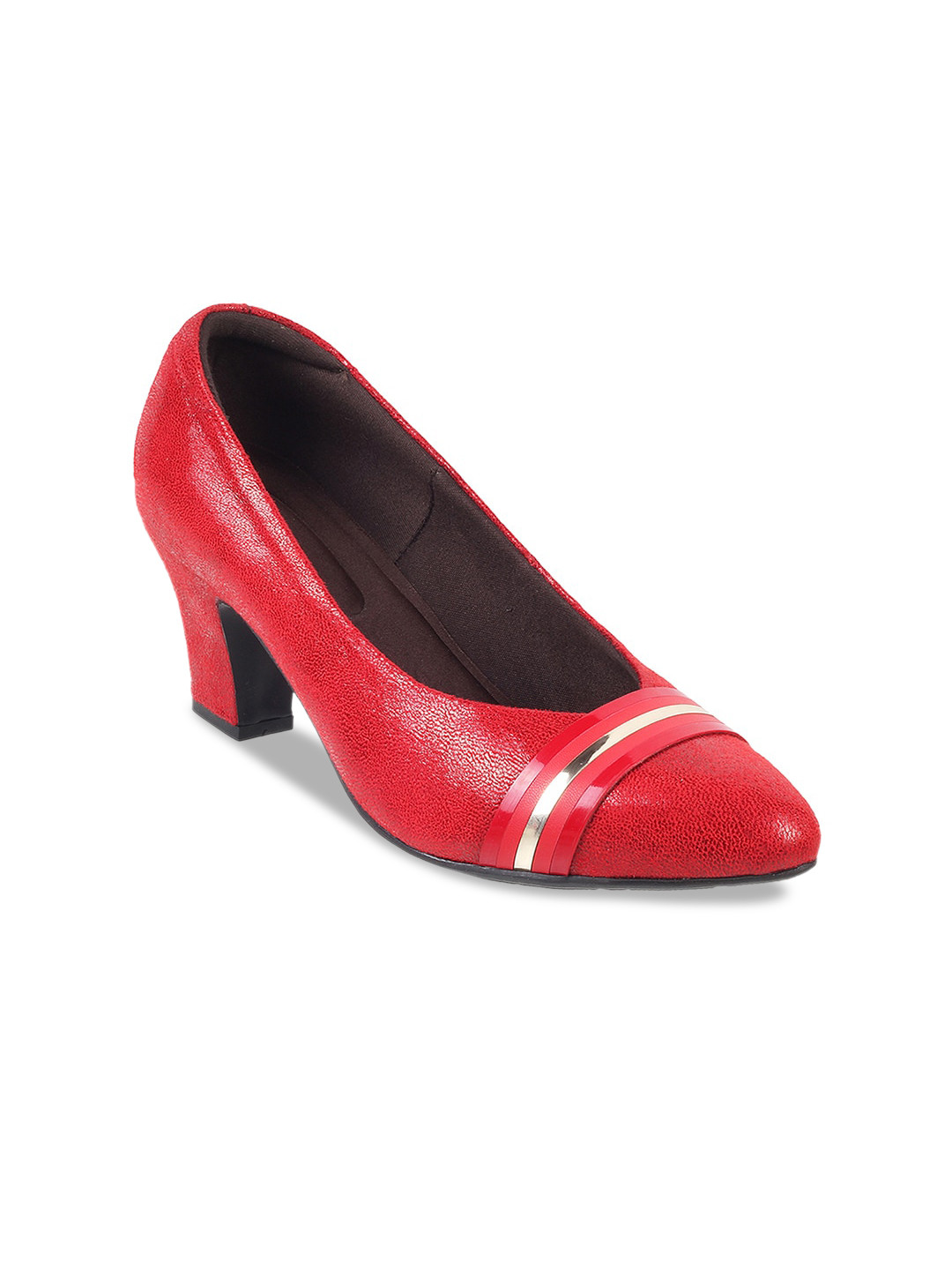 

Mochi Textured Block Heel Pumps, Red