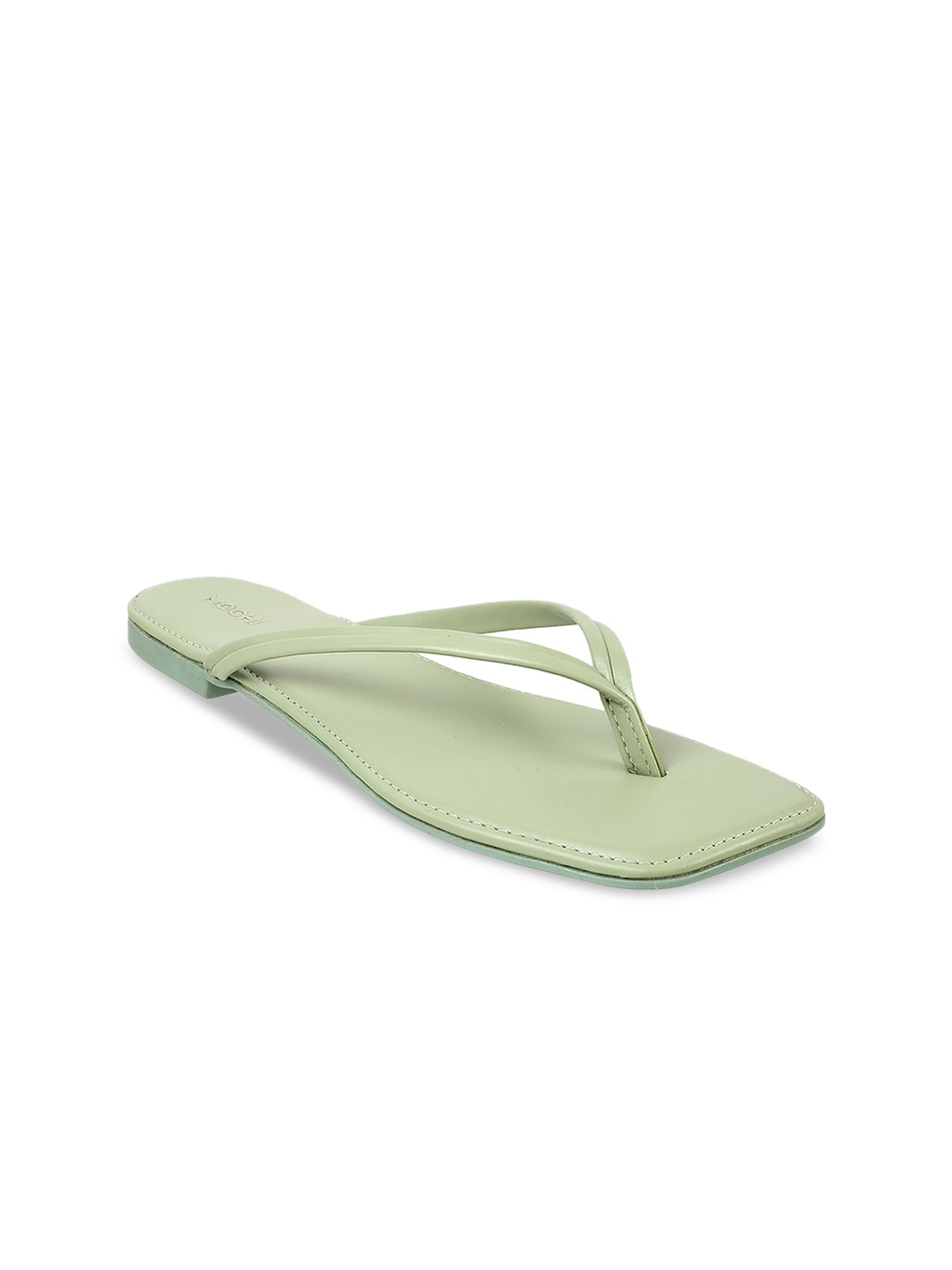 

Mochi Open Toe T-Strap Flats, Green
