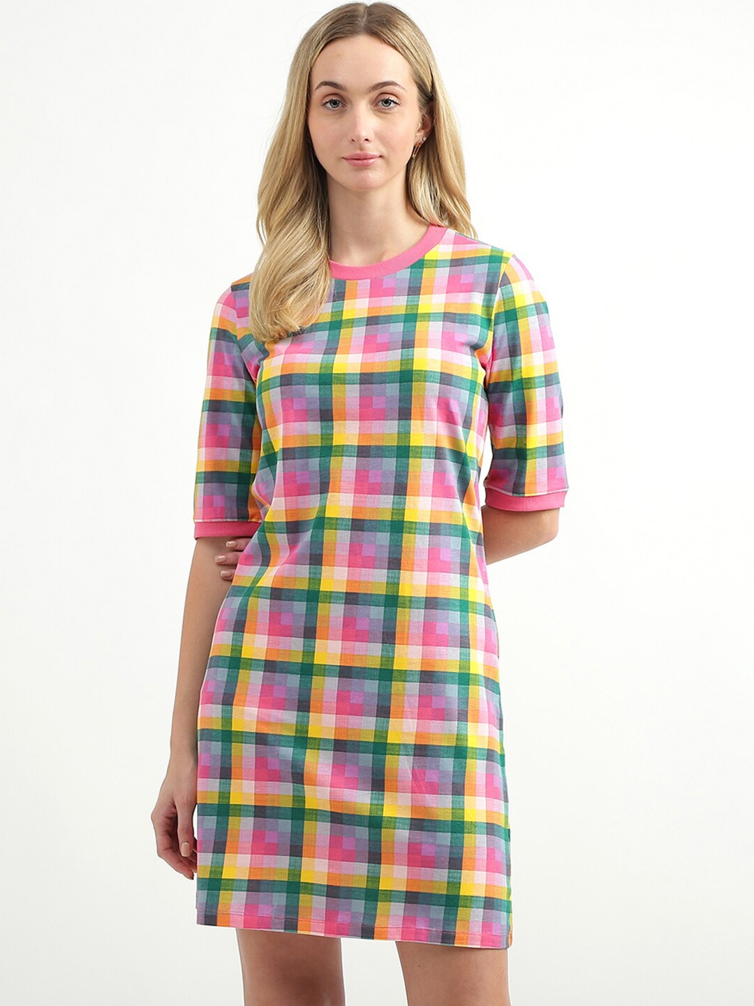 

United Colors of Benetton Checked Sheath Dress, Yellow