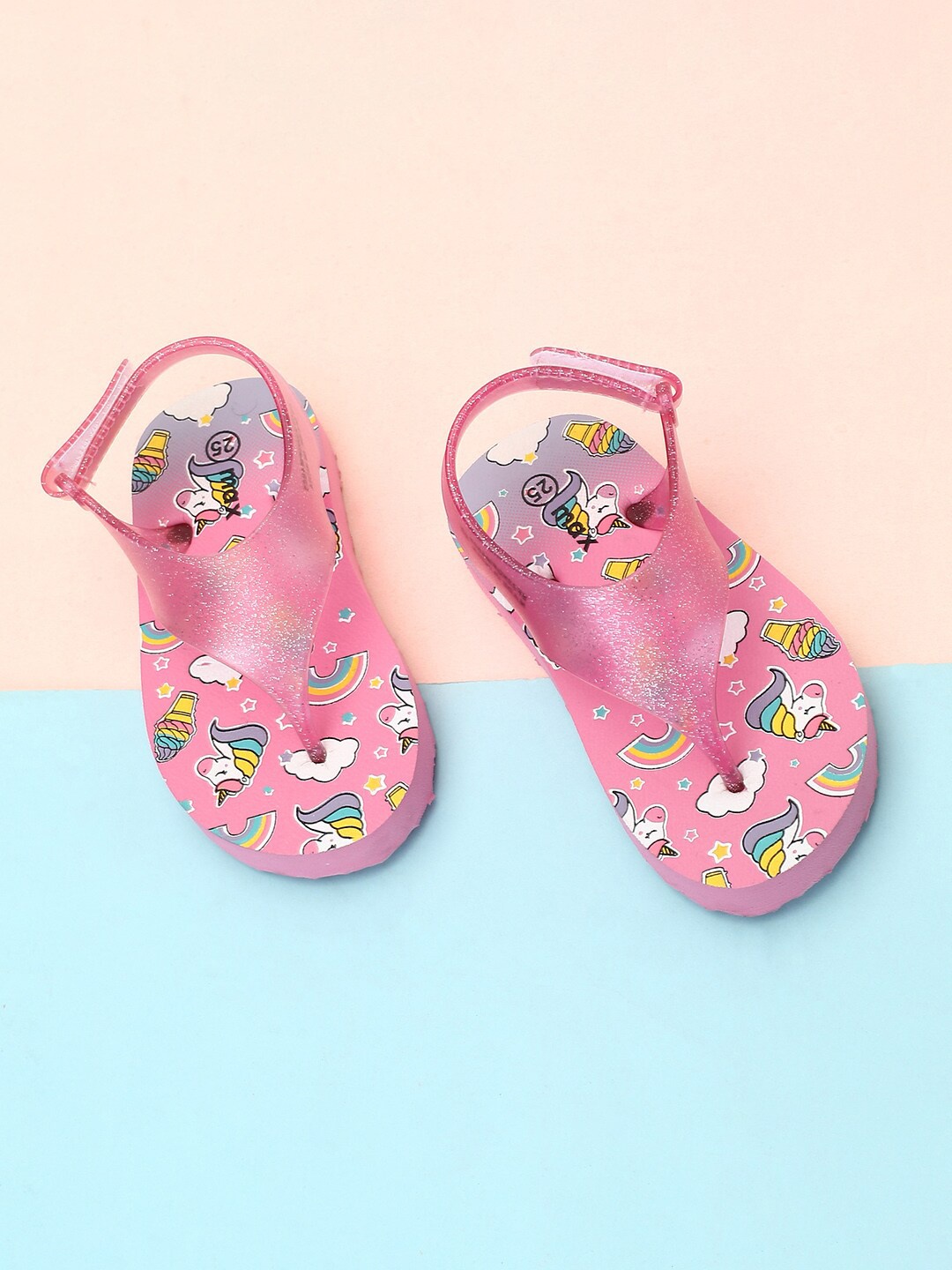 

max Girls Printed T-Strap Flats, Pink