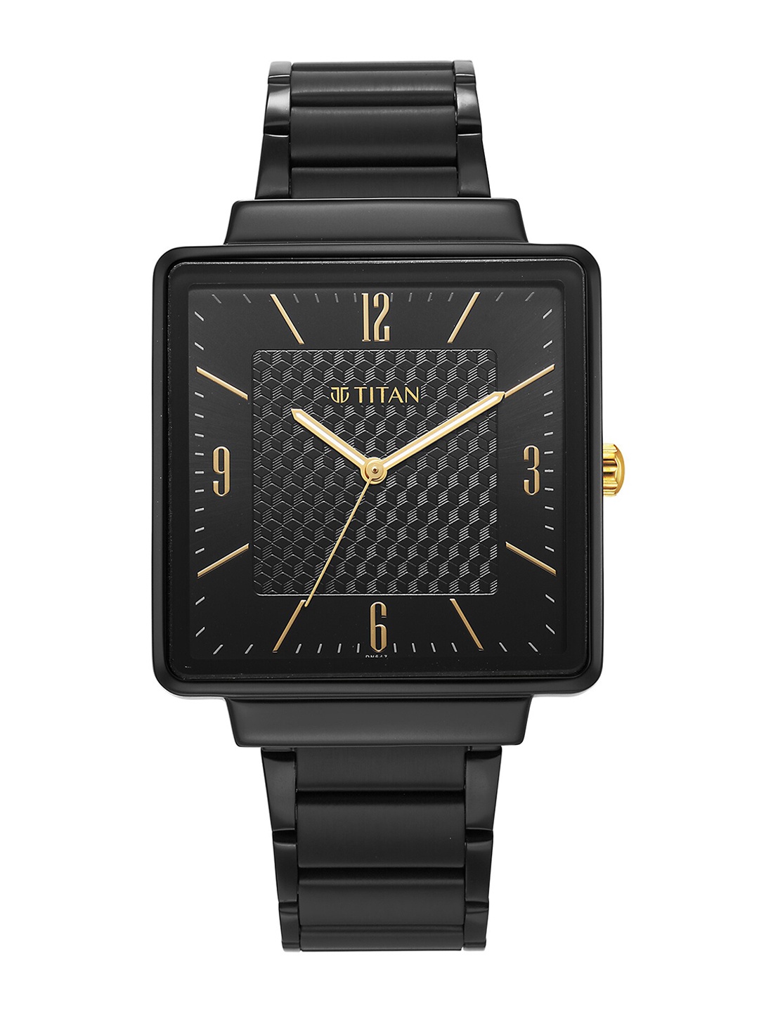 

Titan Men Brass Dial & Stainless Steel Bracelet Style Straps Analogue Watch 10005KM01, Black