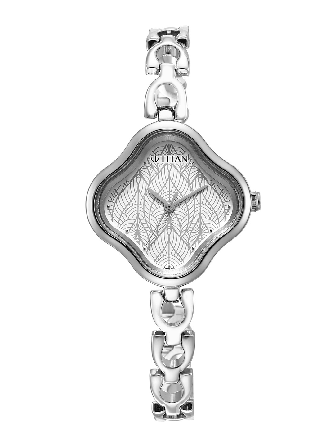 

Titan Women Brass Dial & Stainless Steel Bracelet Style Straps Analogue Watch 2701SM01, Silver
