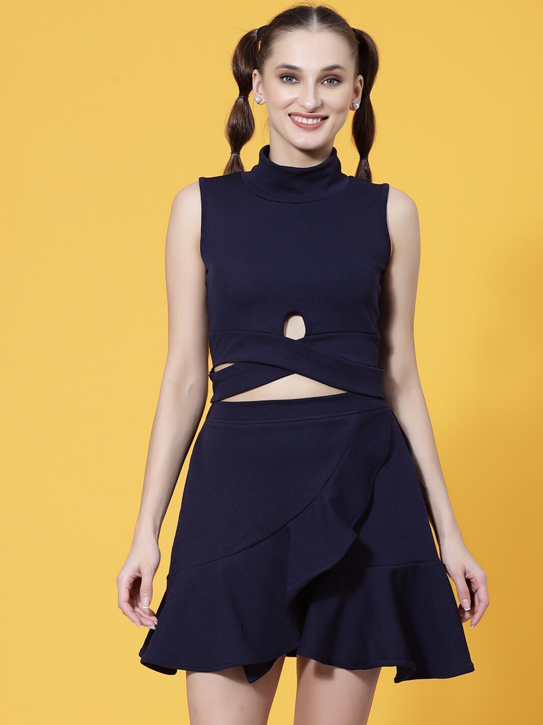

Oomph! High Neck Top with Skirt, Blue