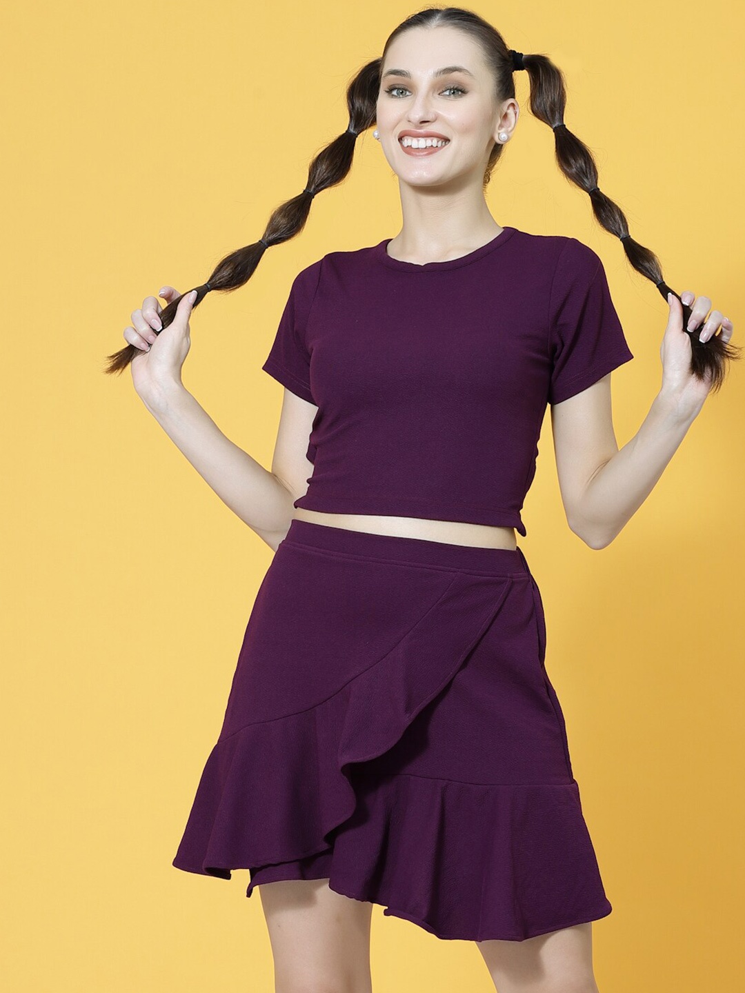 

Oomph! Round Neck Top with Skirt, Purple