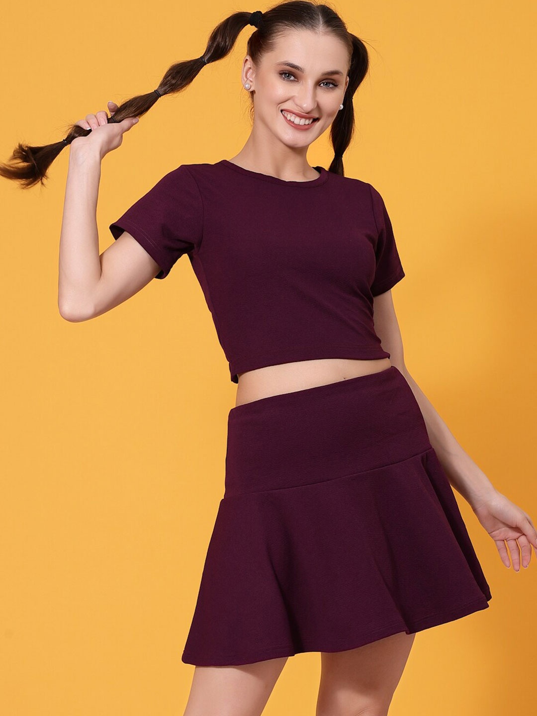 

Oomph! Round Neck Top with Skirt, Purple