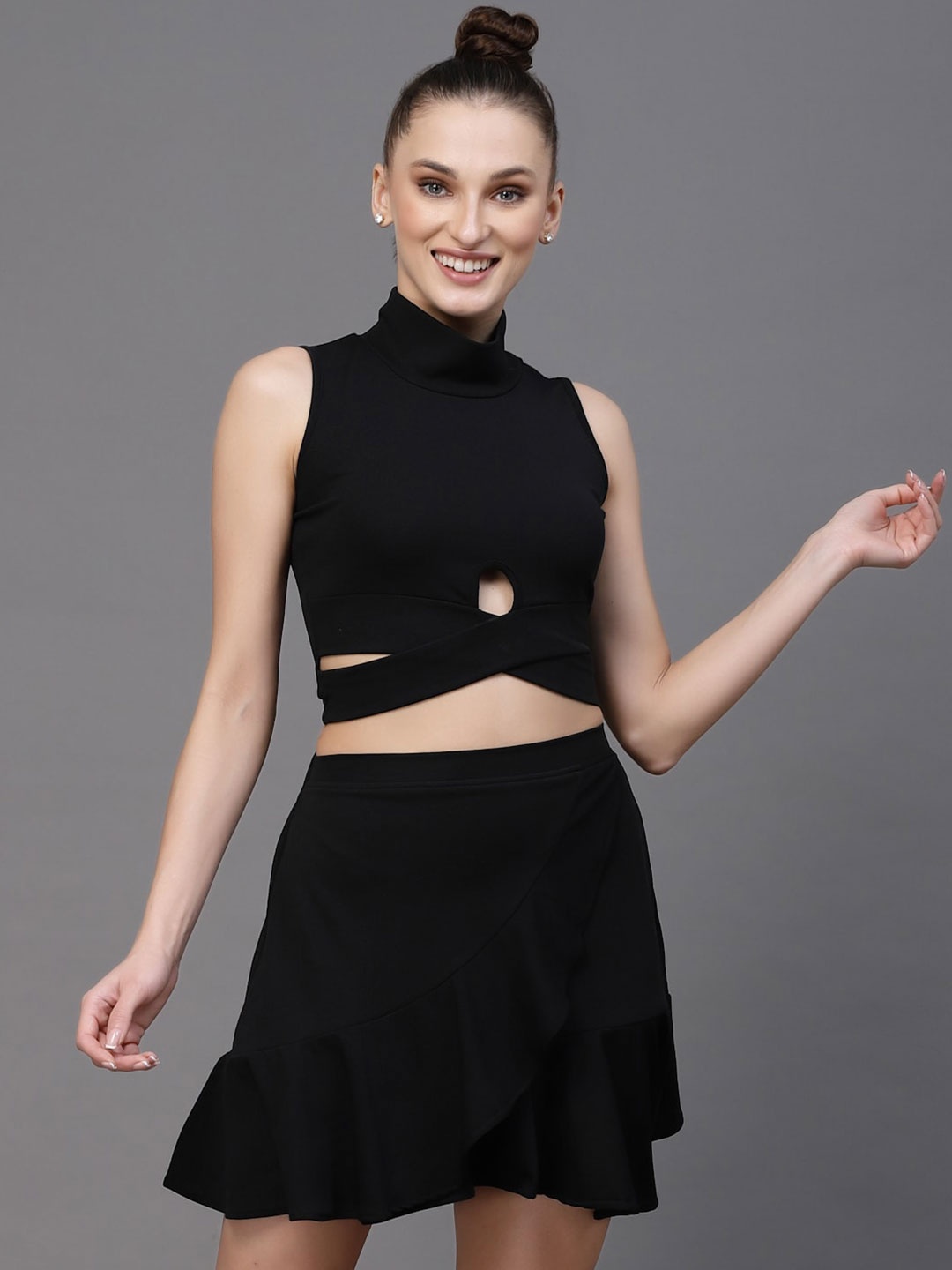 

Oomph! High Neck Top with Skirt, Black