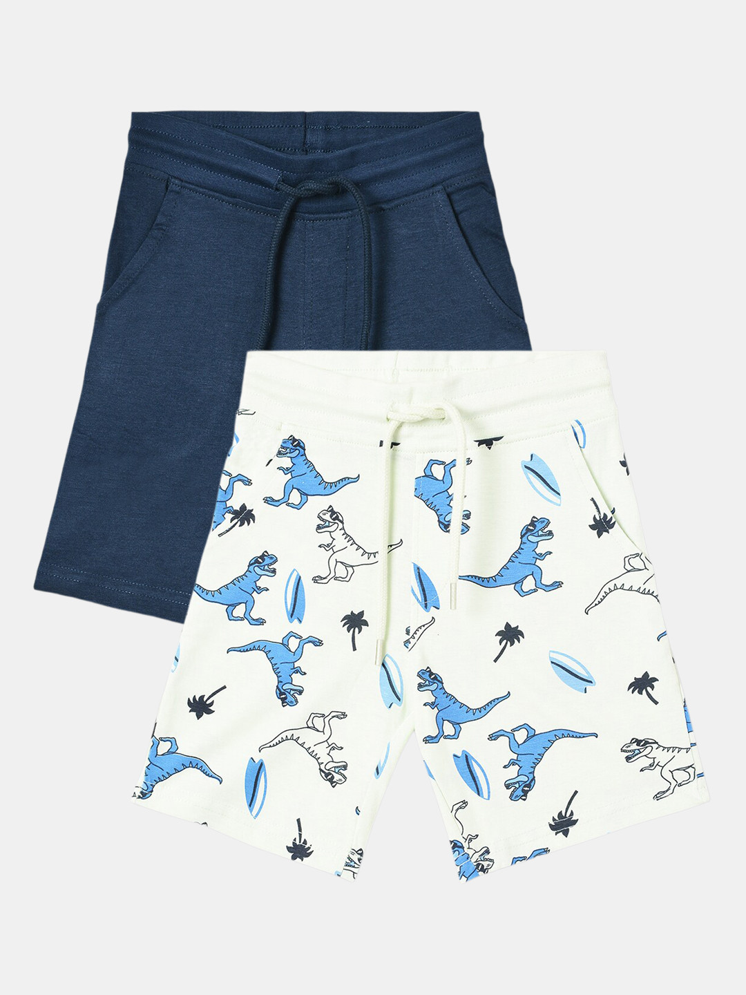 

R&B Boys Pack of 2 Conversational Printed Shorts, Navy blue