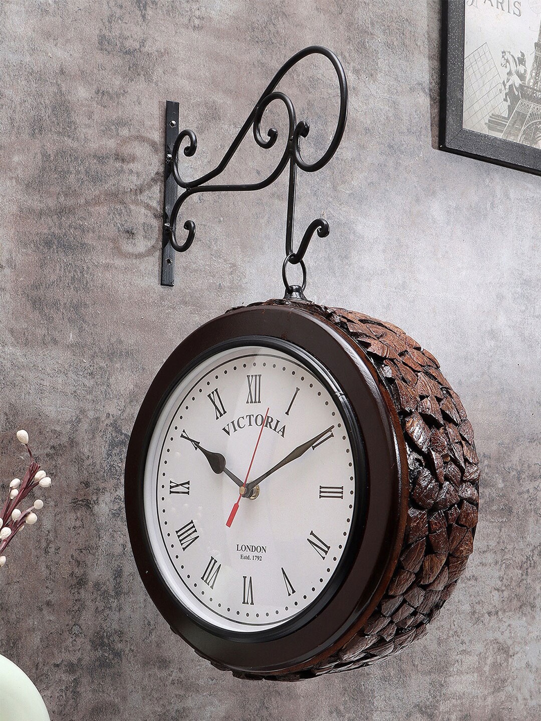 

EXIM DECOR Brown Textured Vintage Wall Clock