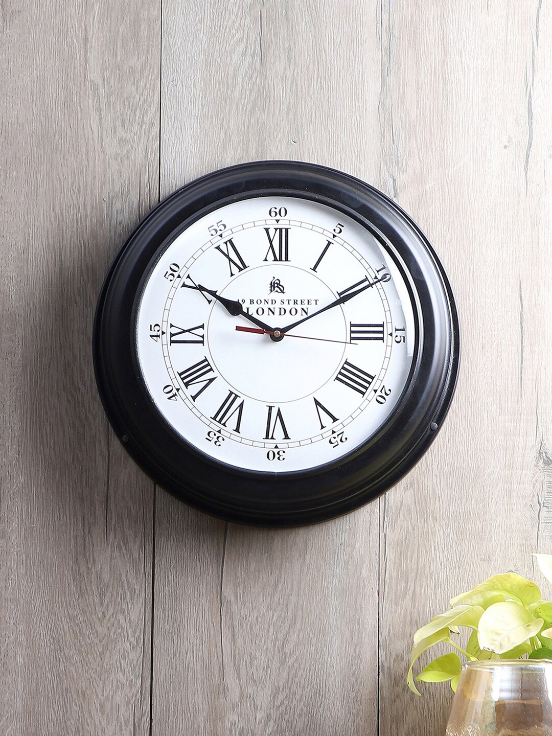 

EXIM DECOR Black & White Vintage Wall Clock