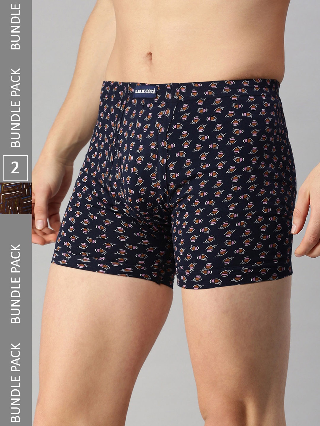 Lux Cozi Men Pack Of 2 Assorted Printed Cotton Trunks