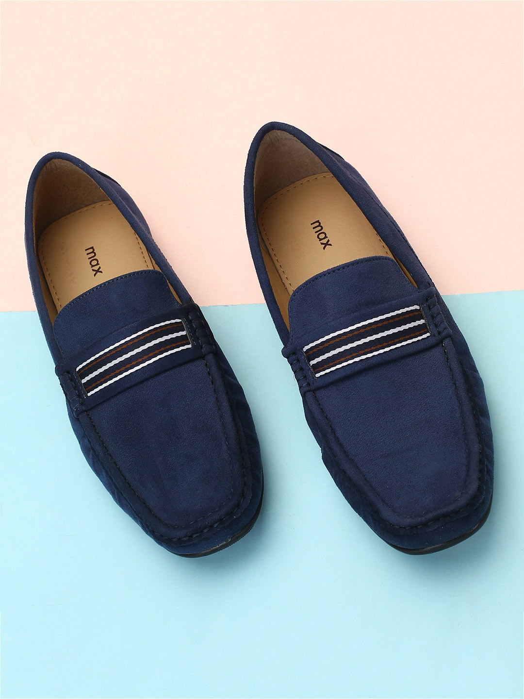 

max Men Square Toe Comfort Insole Penny Loafers, Navy blue