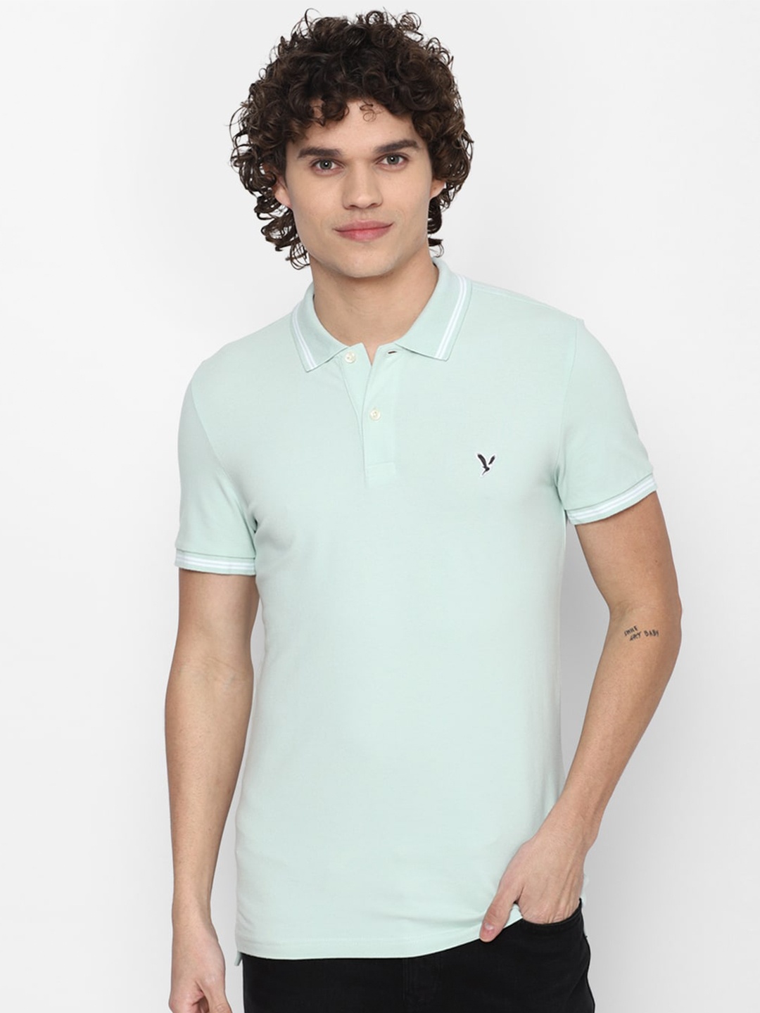 

AMERICAN EAGLE OUTFITTERS Polo Collar Slim Fit T-shirt, Green