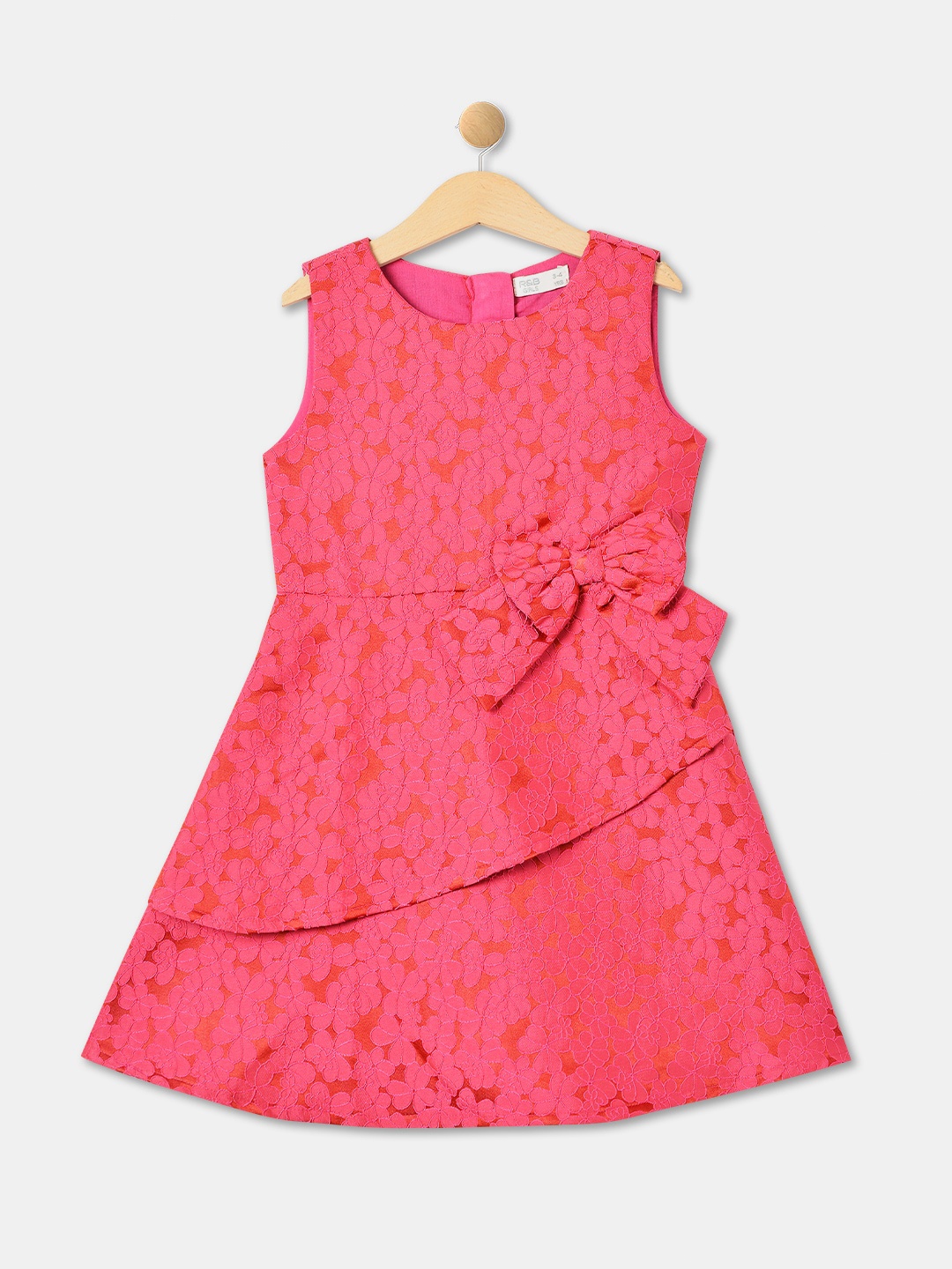 

R&B Bow Detail Fit & Flare Dress, Pink