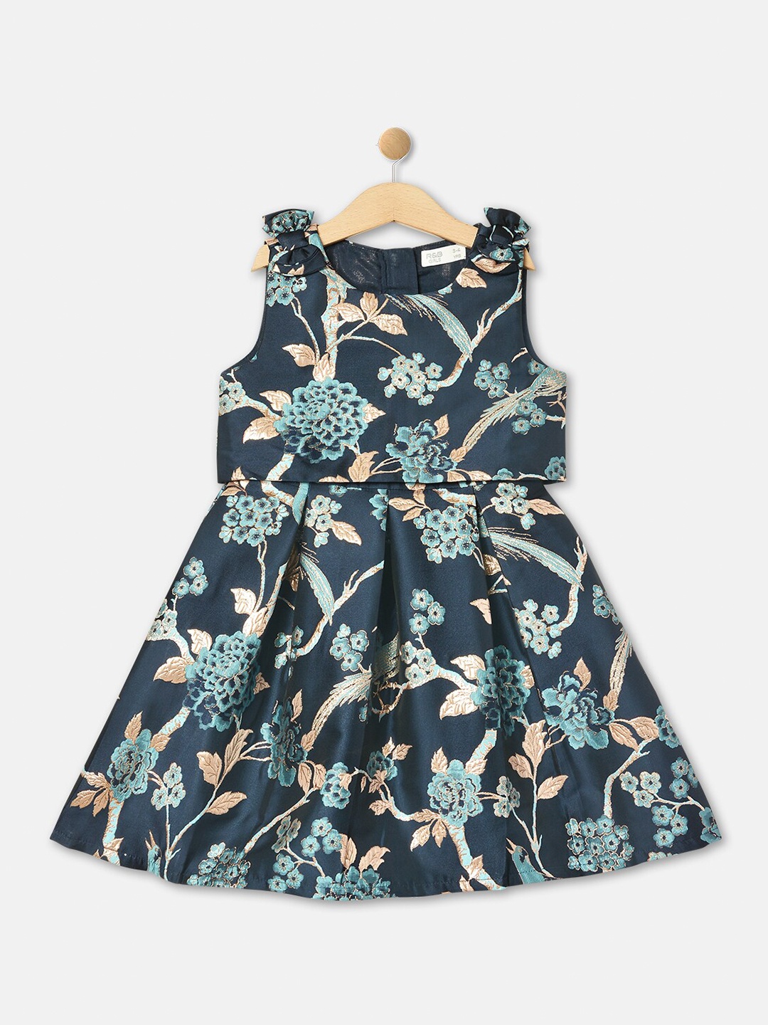 

R&B Floral Print Fit & Flare Dress, Blue
