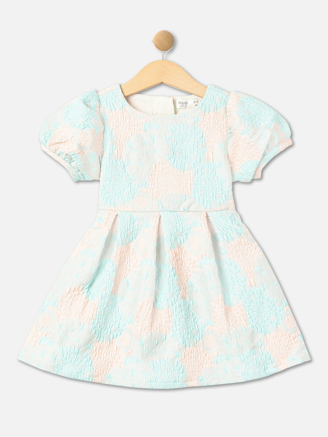 

R&B Tie and Dyed Puff Sleeve Fit & Flare Dress, Green
