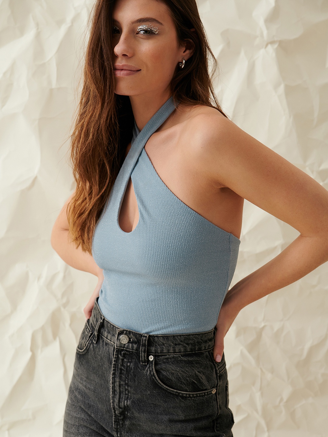 

NA-KD Halter Neck Top, Blue