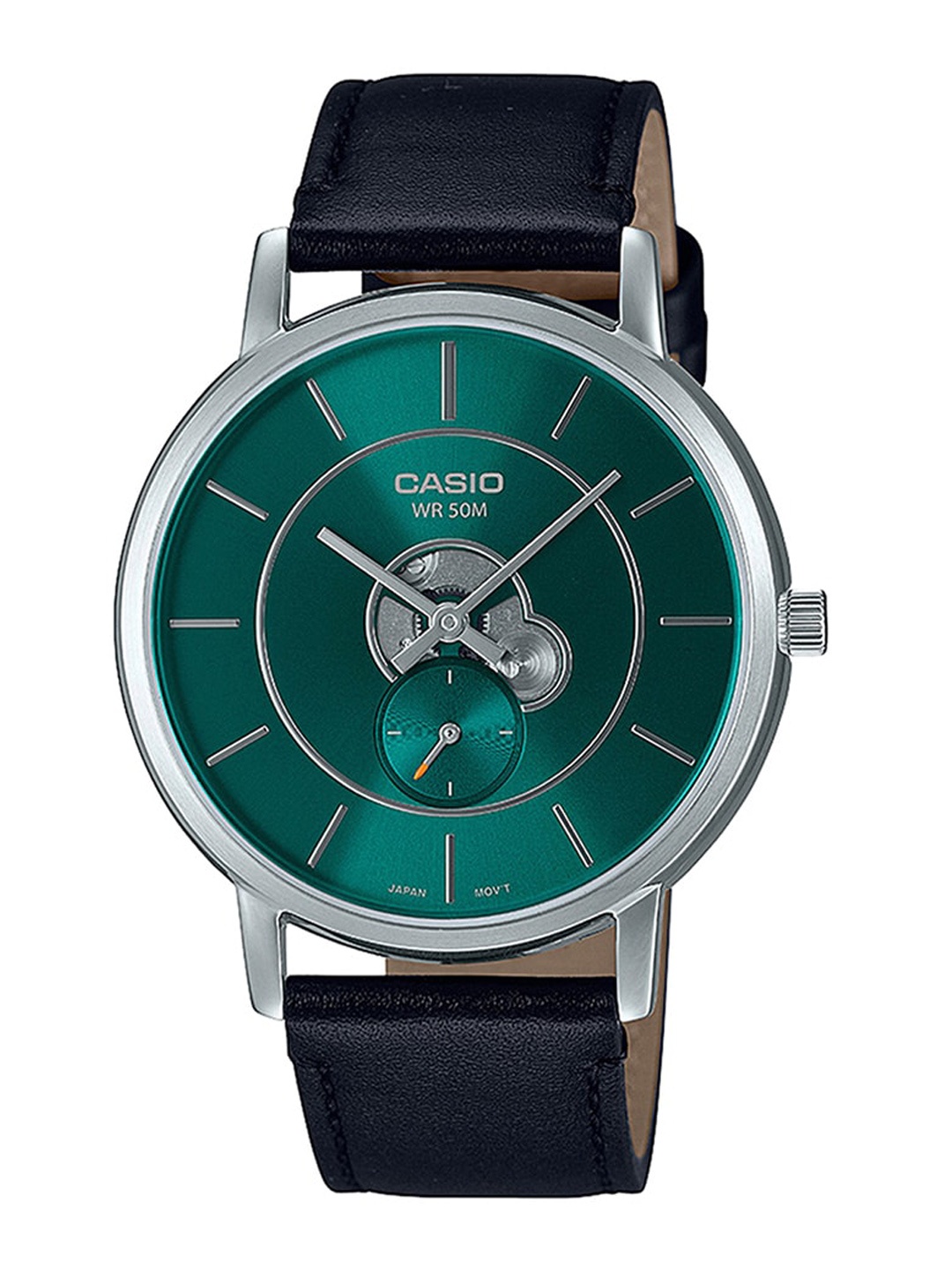 

CASIO Men Leather Bracelet Style Straps Analogue Watch A2132, Black