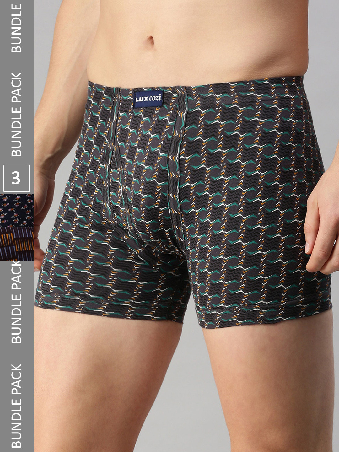 

Lux Cozi Men Pack Of 3 Assorted Printed Cotton Trunks
