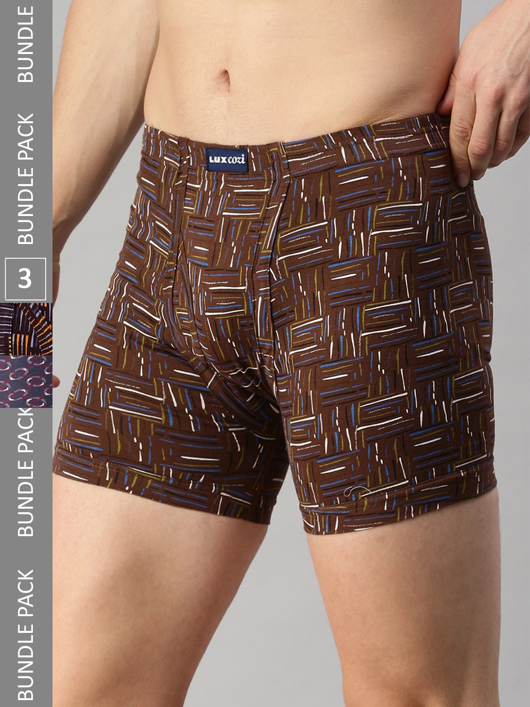 

Lux Cozi Men Pack Of 3 Printed Assorted Combed Cotton Trunk