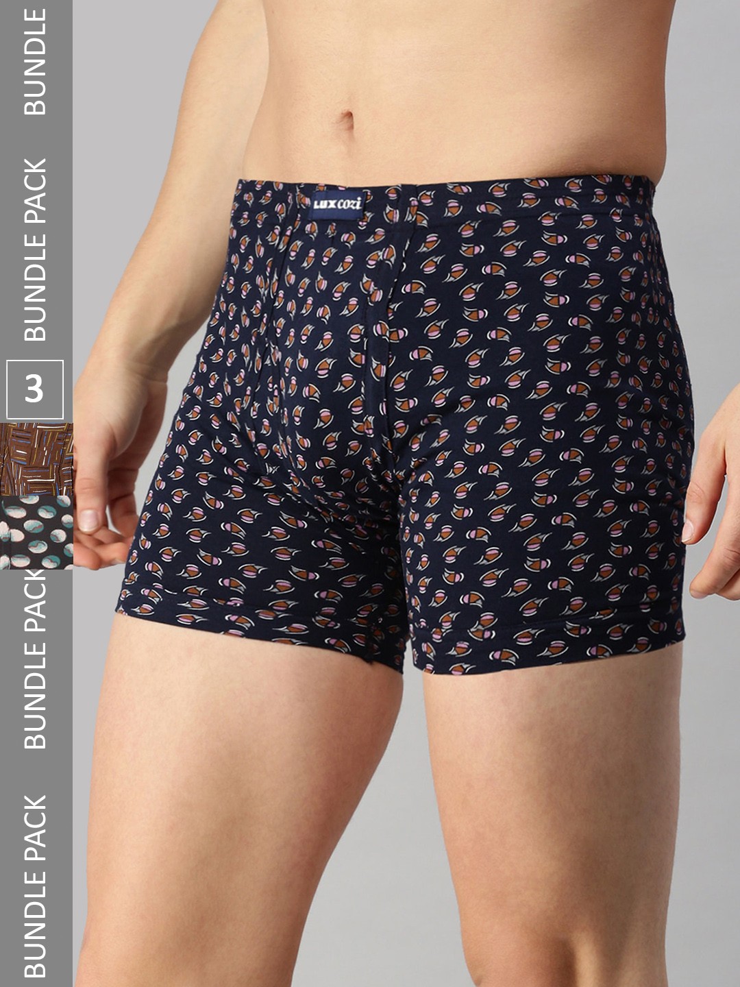 

Lux Cozi Men Pack Of 3 Assorted Printed Cotton Trunks COZI_BIGSHOT_LONGS_PRINT_AST2_3PC