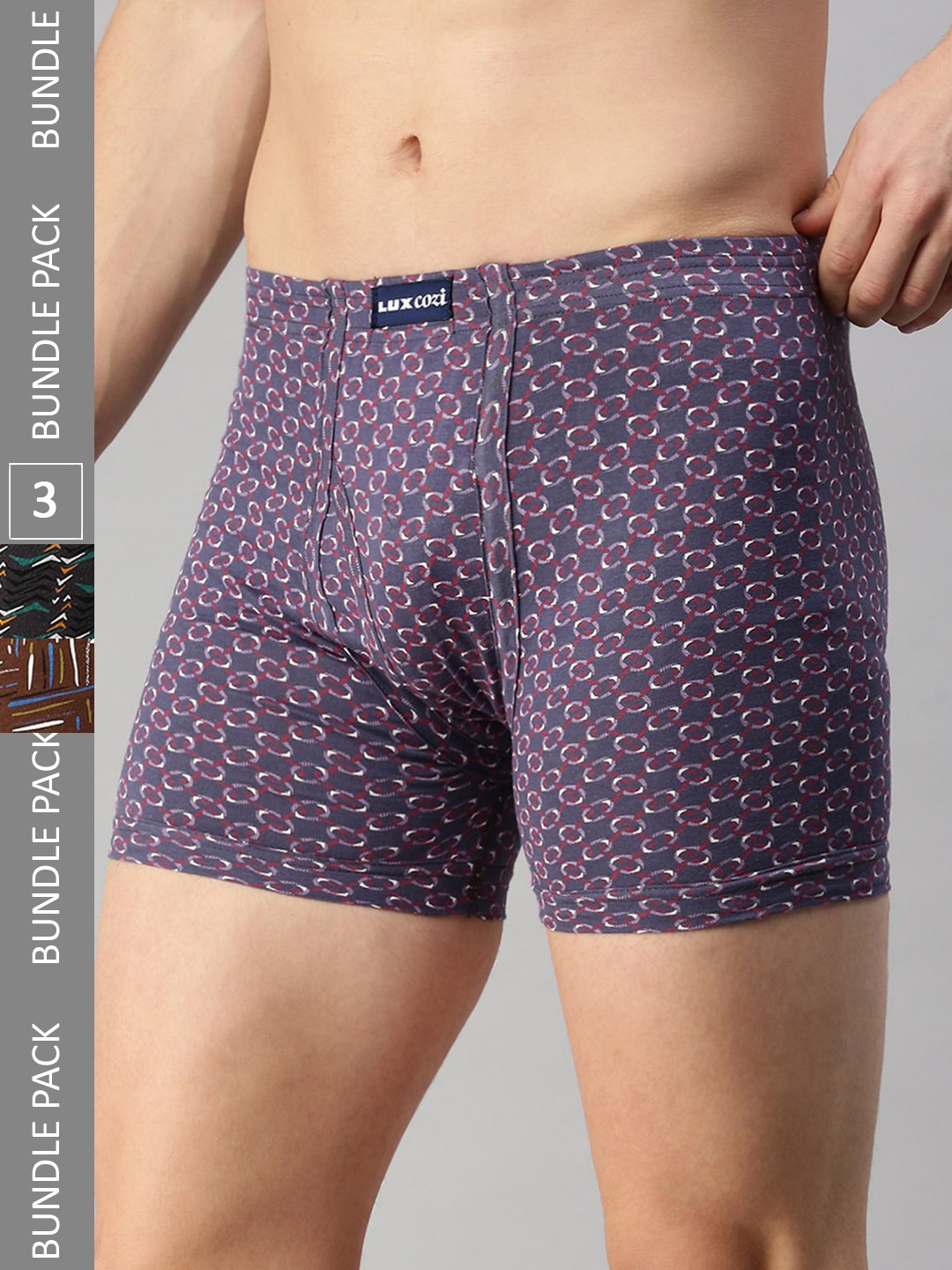 

Lux Cozi Men Pack Of 3 Assorted Printed Cotton Trunks COZI_BIGSHOT_LONGS_PRINT_AST5_3PC