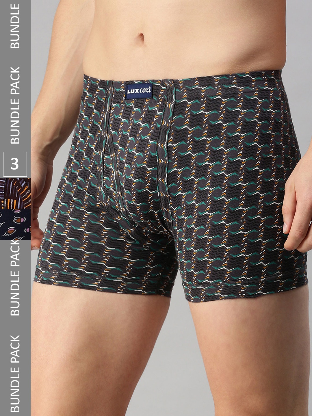 

Lux Cozi Men Pack Of 3 Assorted Cotton Trunks COZI_BIGSHOT_LONGS_PRINT_AST4_3PC
