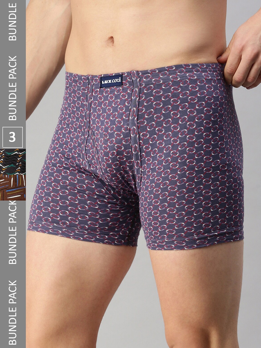 

Lux Cozi Men Pack Of 3 Assorted Cotton Trunks COZI_BIGSHOT_LONGS_PRINT_AST5_3PC