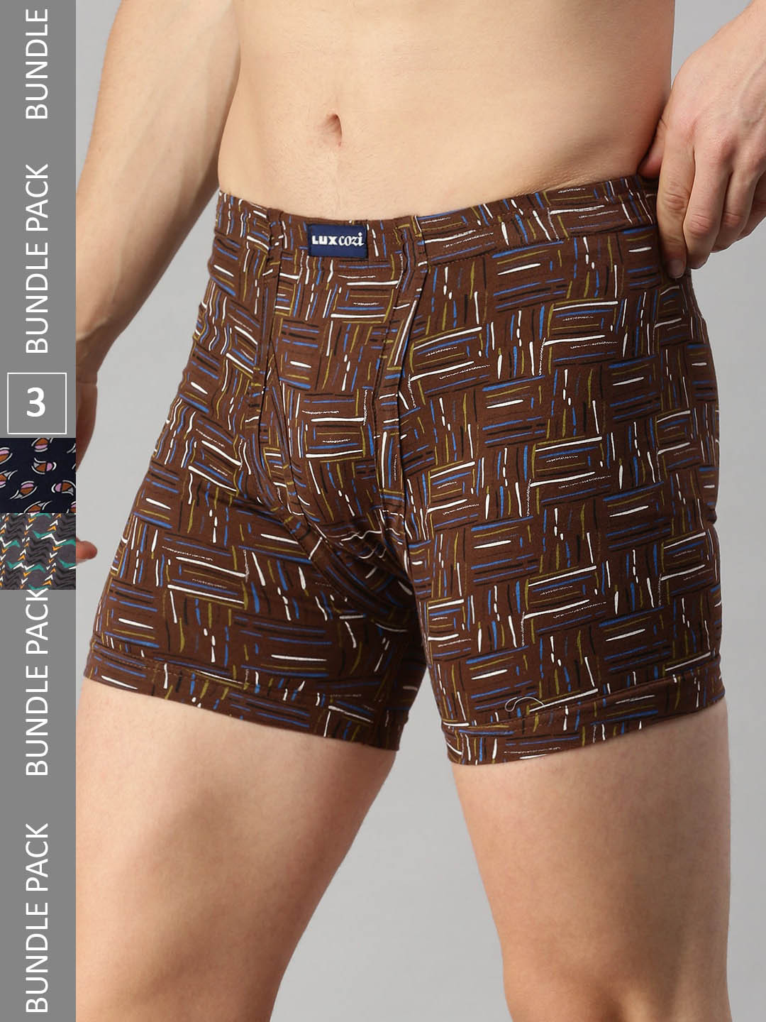 

Lux Cozi Men Pack Of 3 Assorted Printed Cotton Trunks