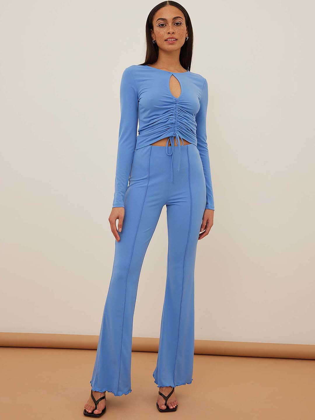 

NA-KD Women Flared Trousers, Blue